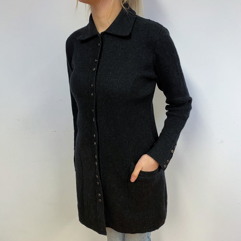 Charcoal Grey Cashmere Heavy Knit Jacket Small