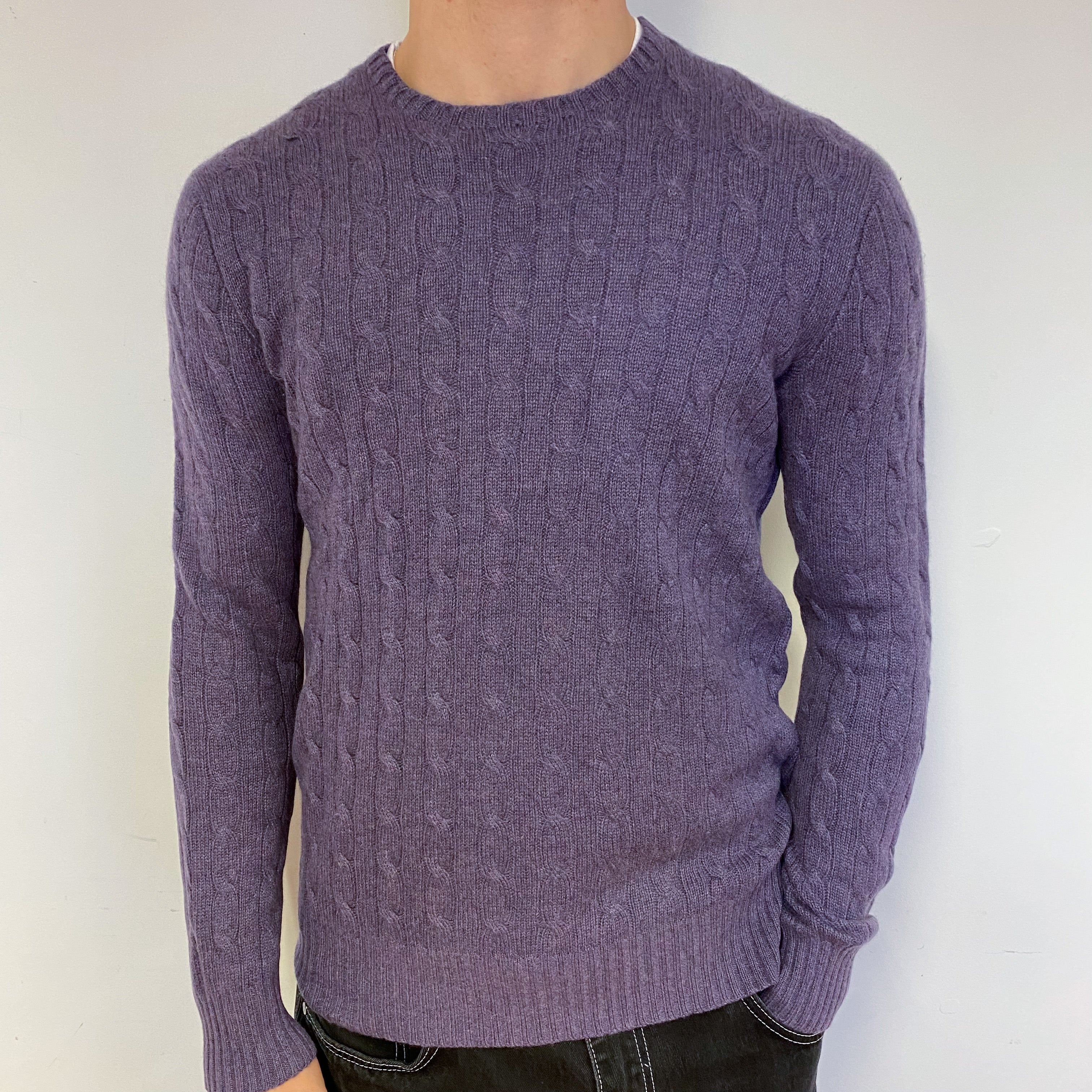 Men's Ralph Lauren Purple Cashmere Crew Neck Jumper Medium
