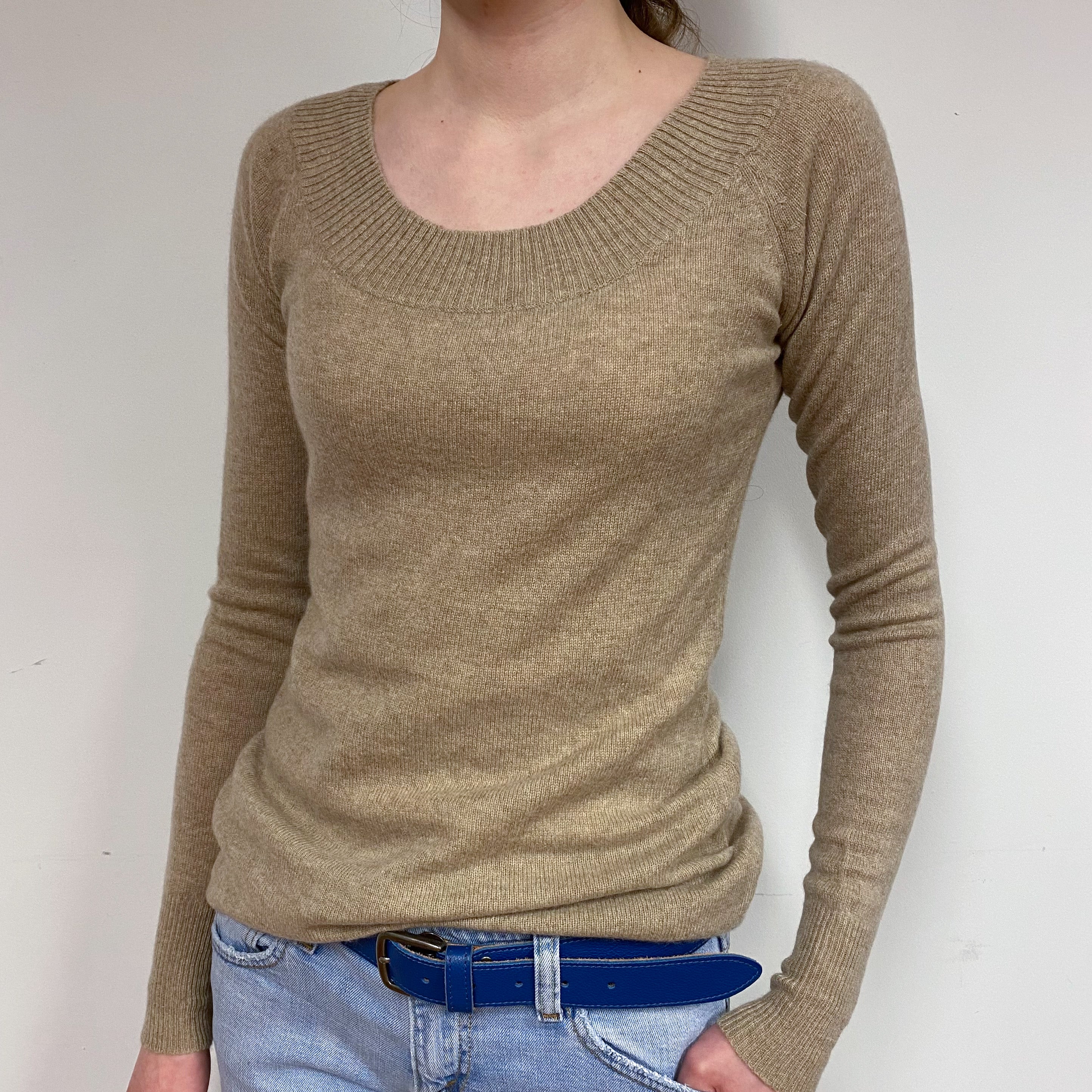 Biscuit Brown Cashmere Crew Neck Jumper Extra Small