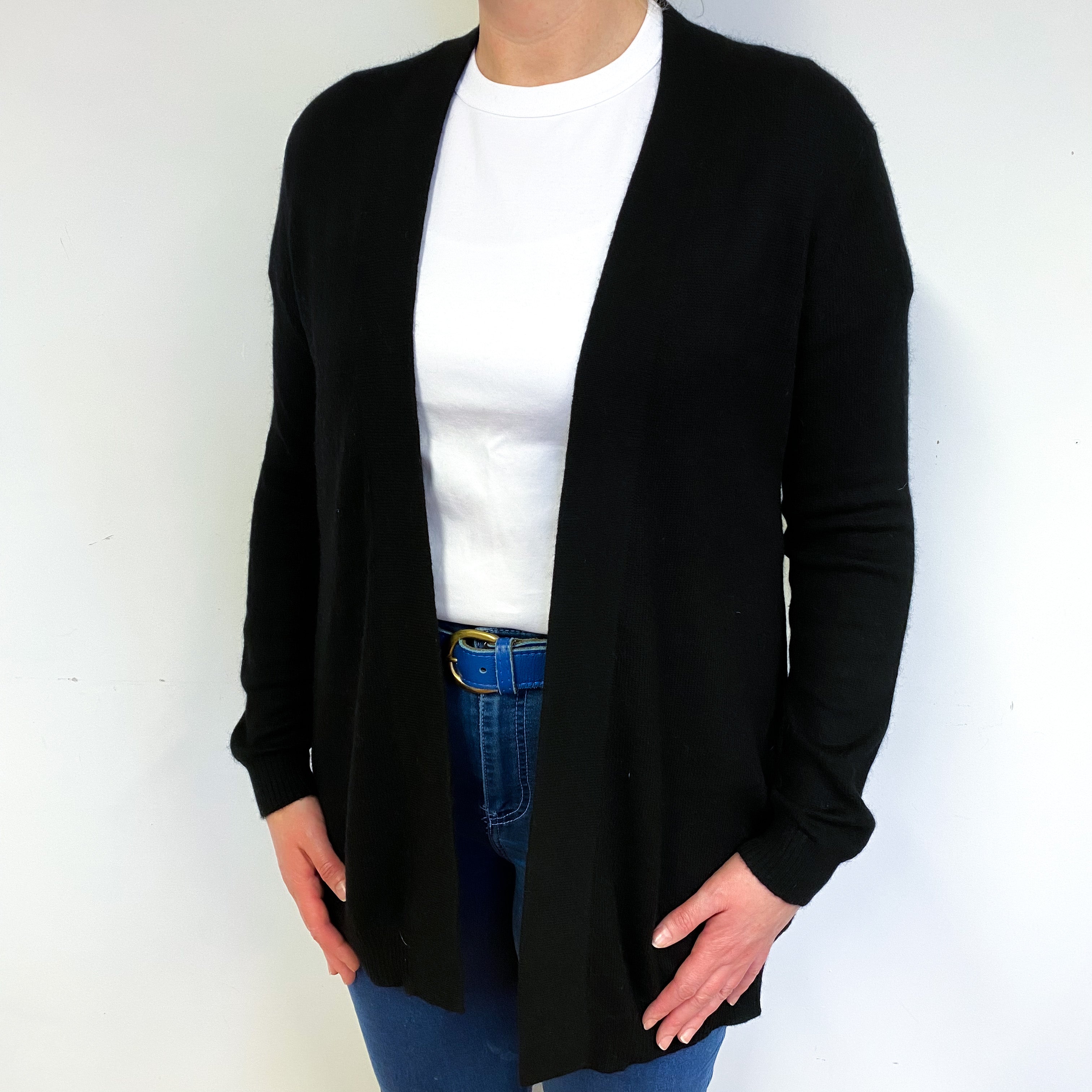 Black Cashmere Edge to Edge Cardigan Large