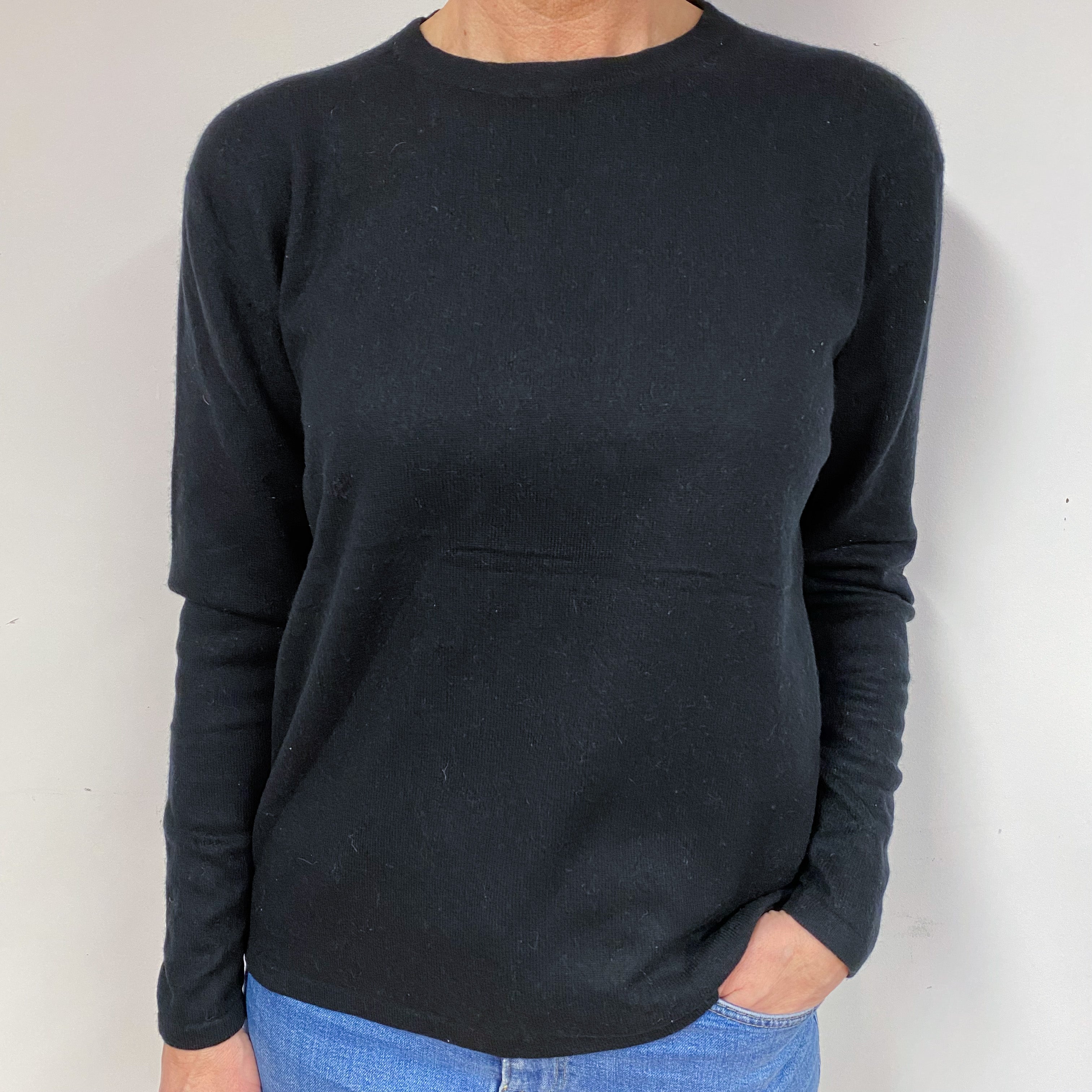 Black Cashmere Crew Neck Jumper Medium