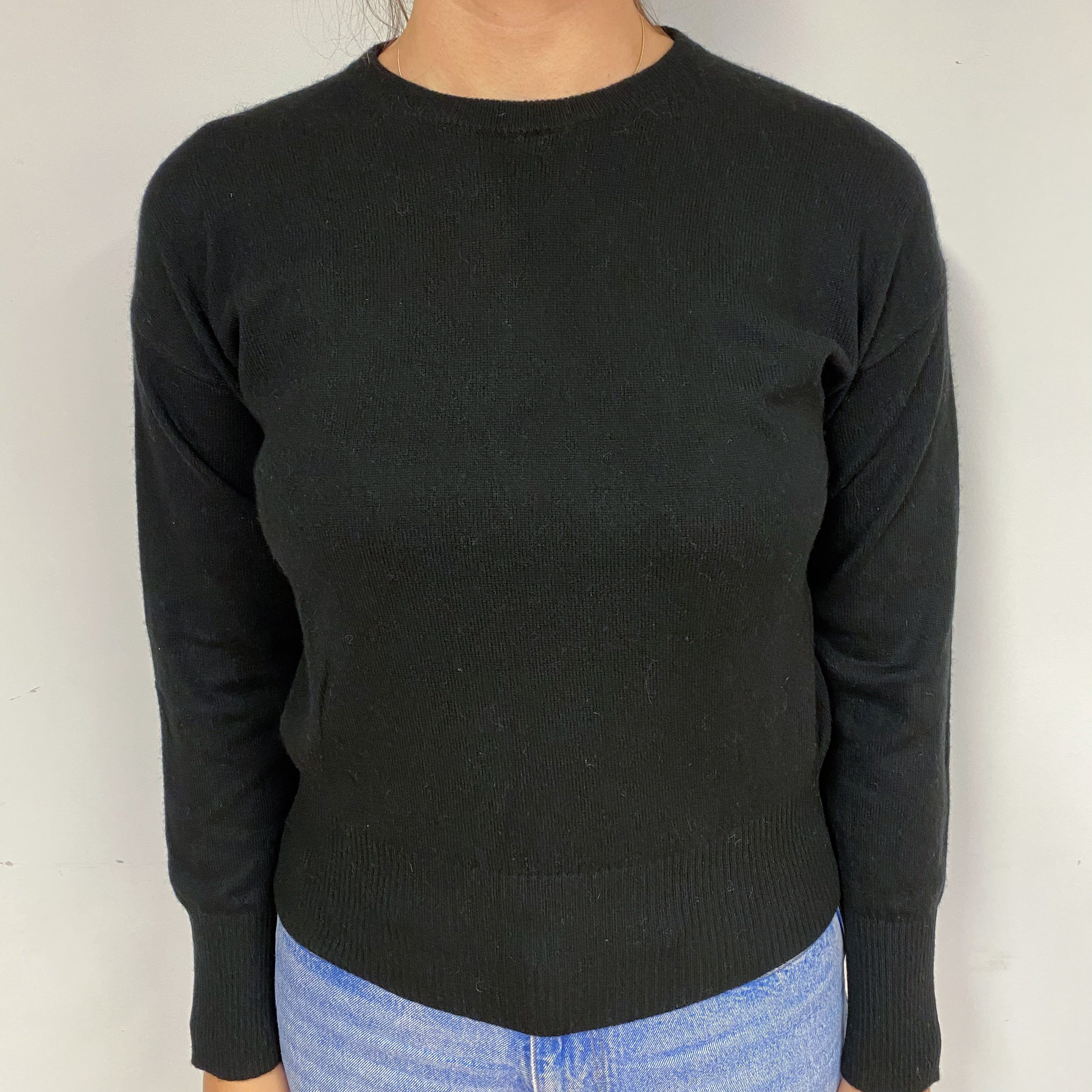 Black Cashmere Crew Neck Jumper Small