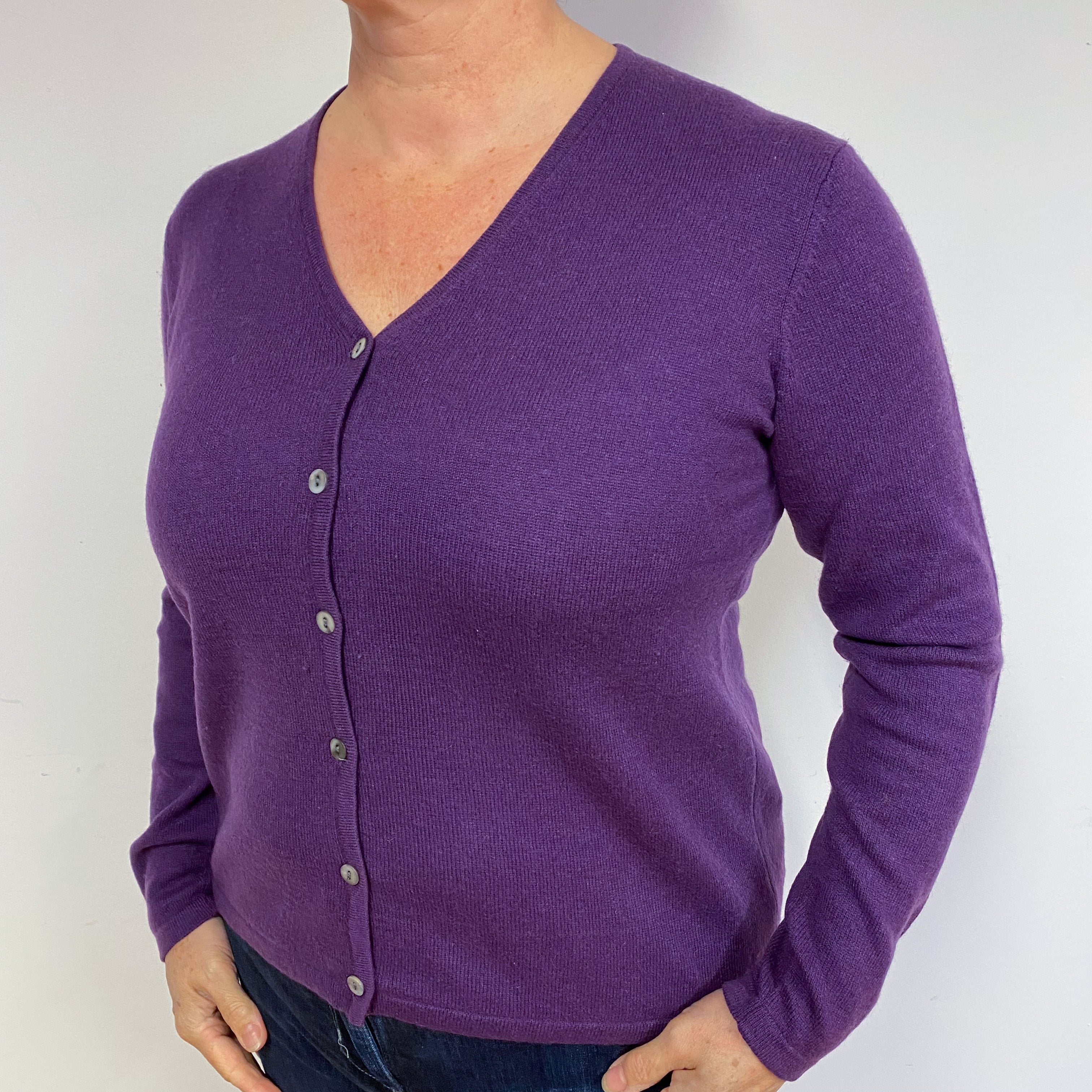 Plum Purple Cashmere Cardigan Large