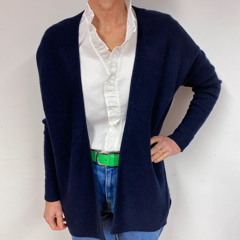 Navy Blue Cashmere Edge to Edge Cardigan Medium