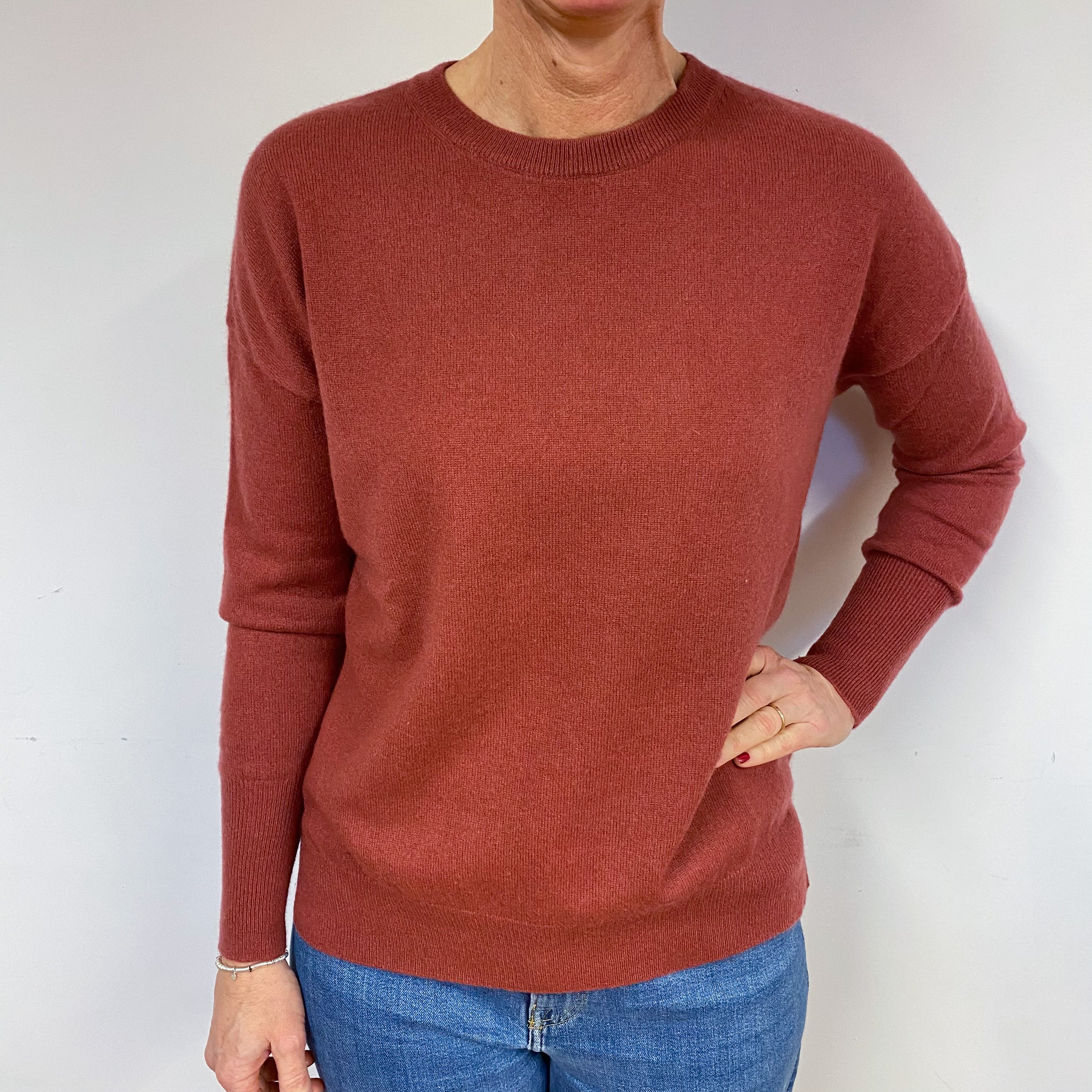 Brick Red Cashmere Crew Neck Jumper Medium