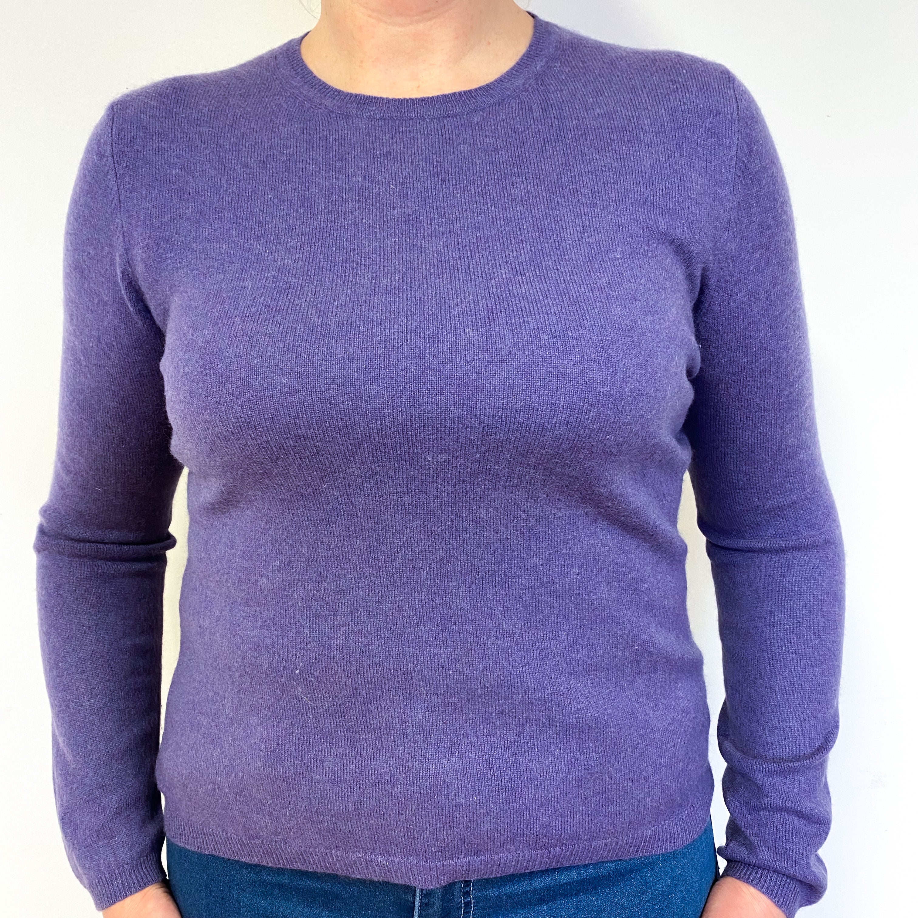 Deep Lavender Purple Cashmere Crew Neck Jumper Large