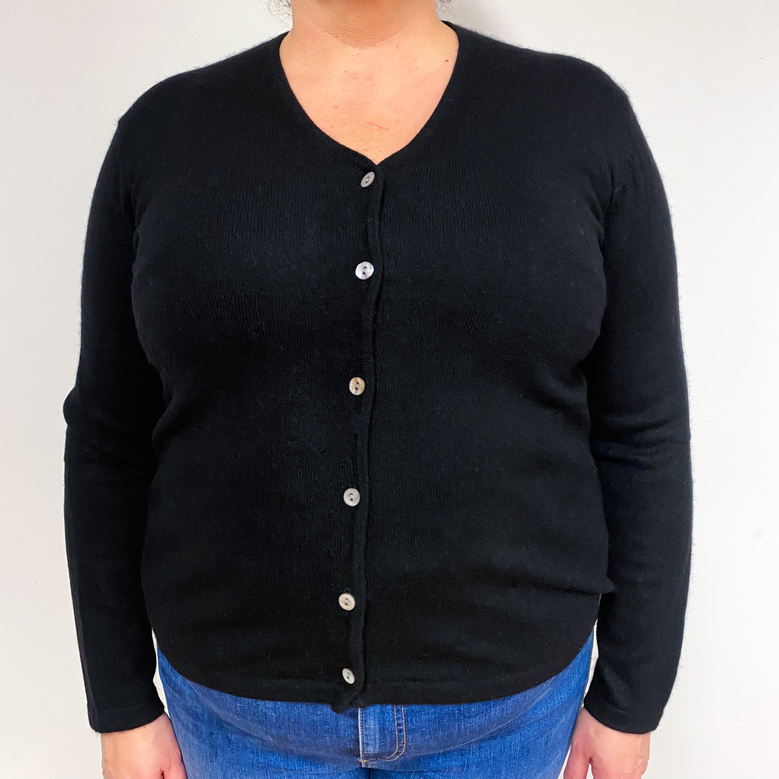Black Cashmere V-Neck Cardigan Extra Large