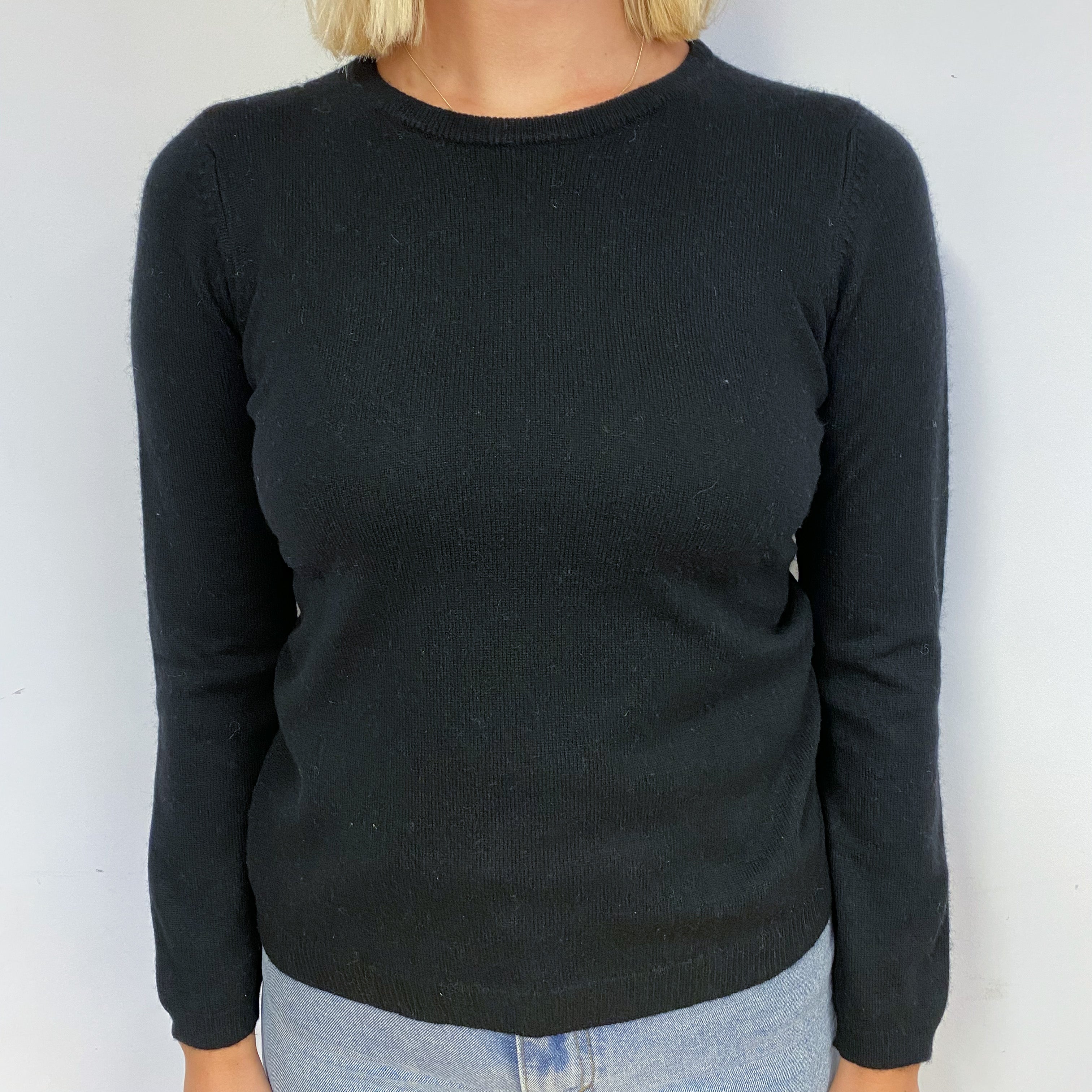 Black Cashmere Crew Neck Jumper Small