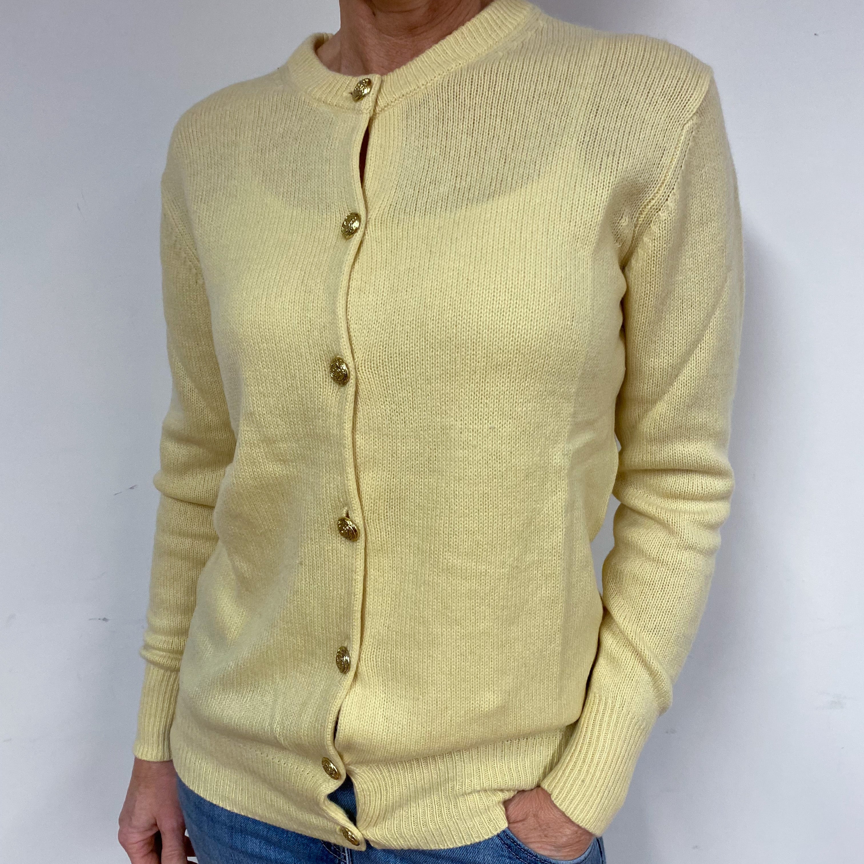 Vintage Primrose Yellow Cashmere Cardigan Medium