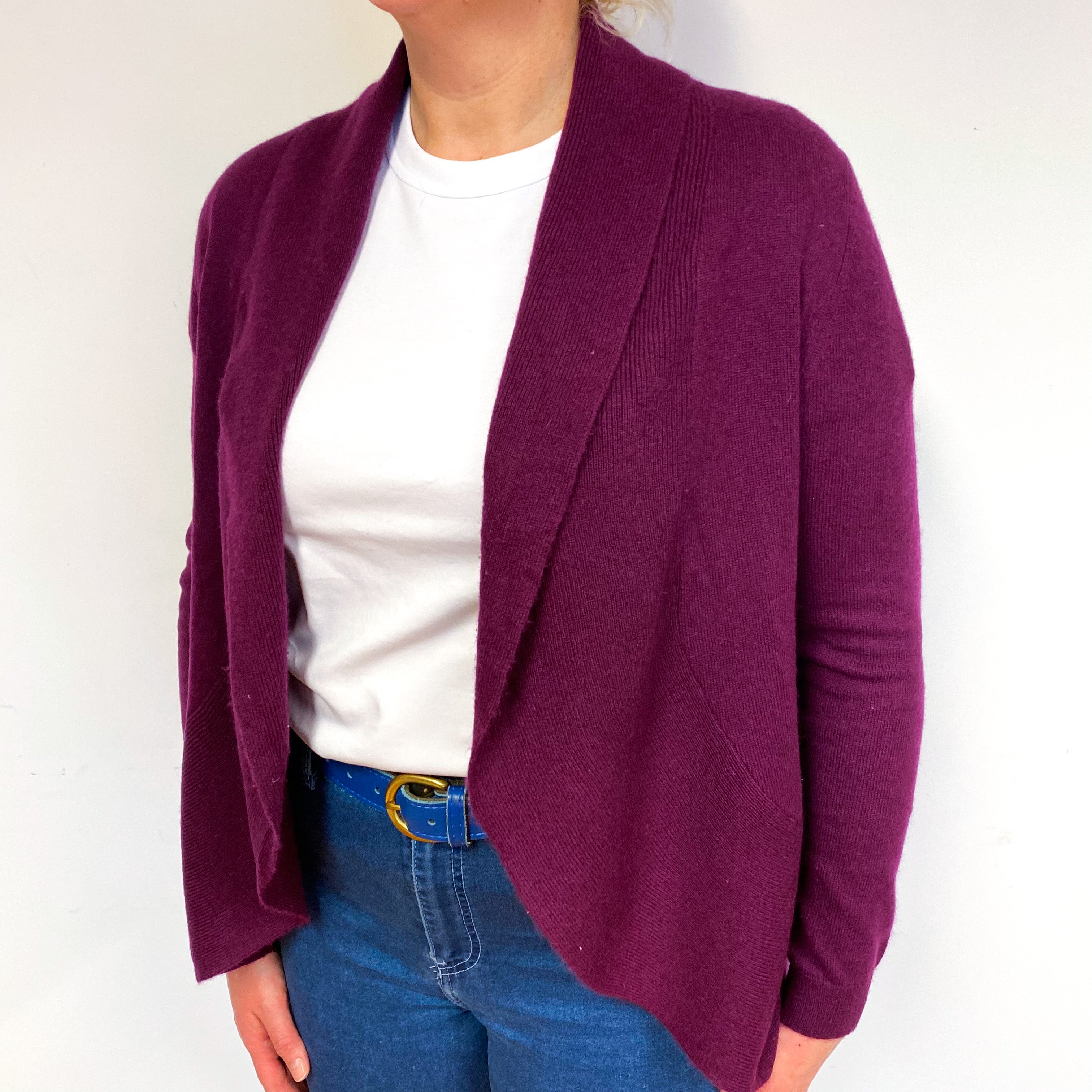 Mulberry Purple Cashmere Edge to Edge Cardigan Large