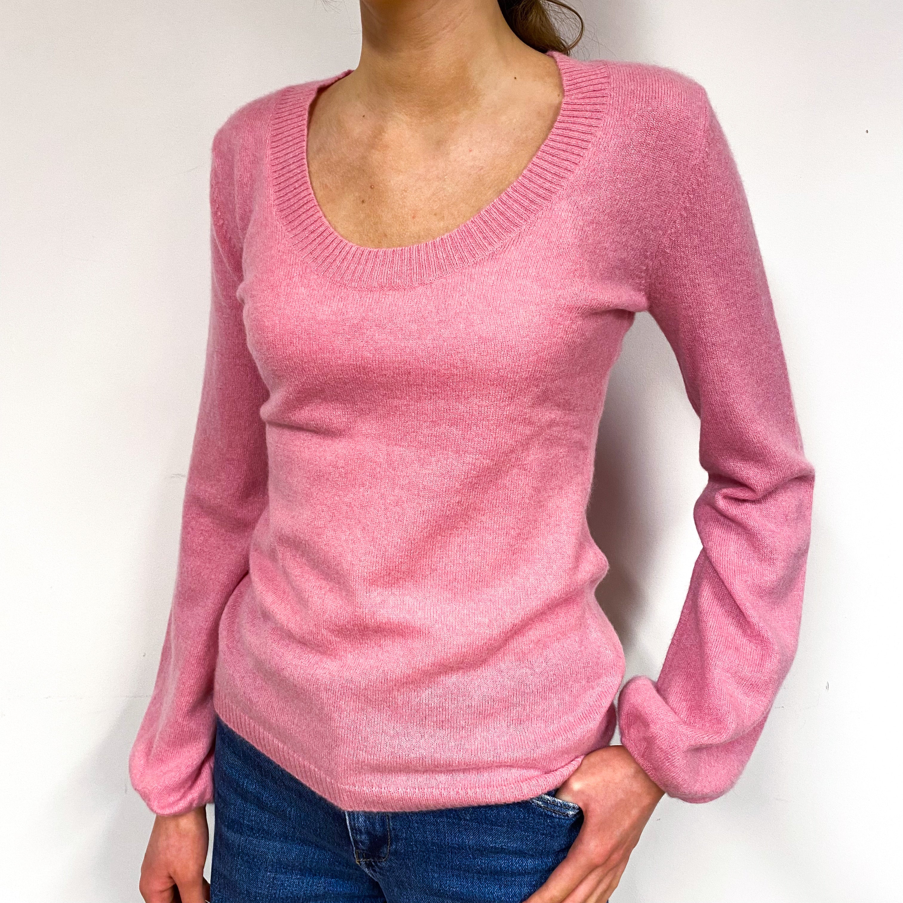 Bubblegum Pink Cashmere Scoop Neck Jumper Extra Small