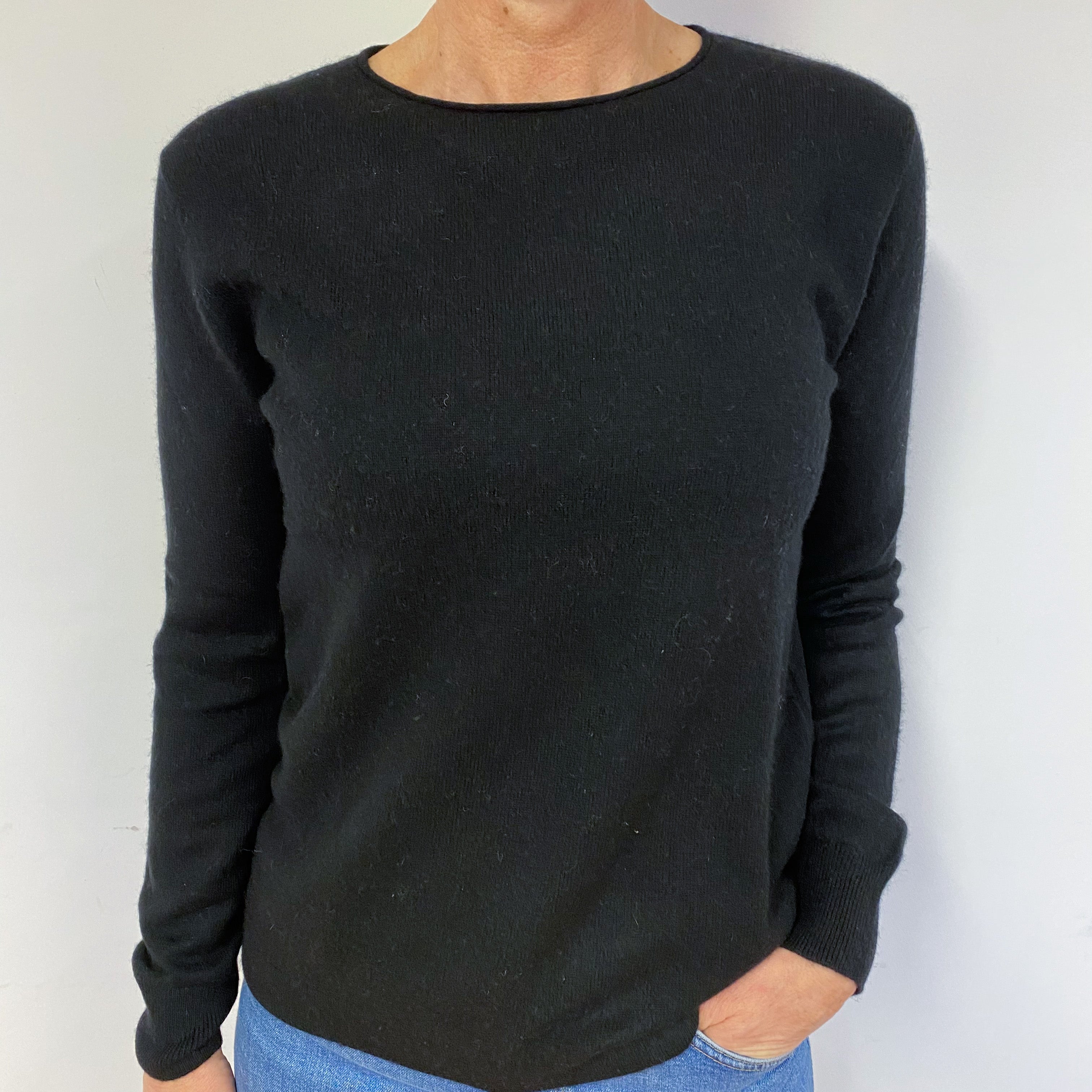 Black Cashmere Crew Neck Jumper Medium