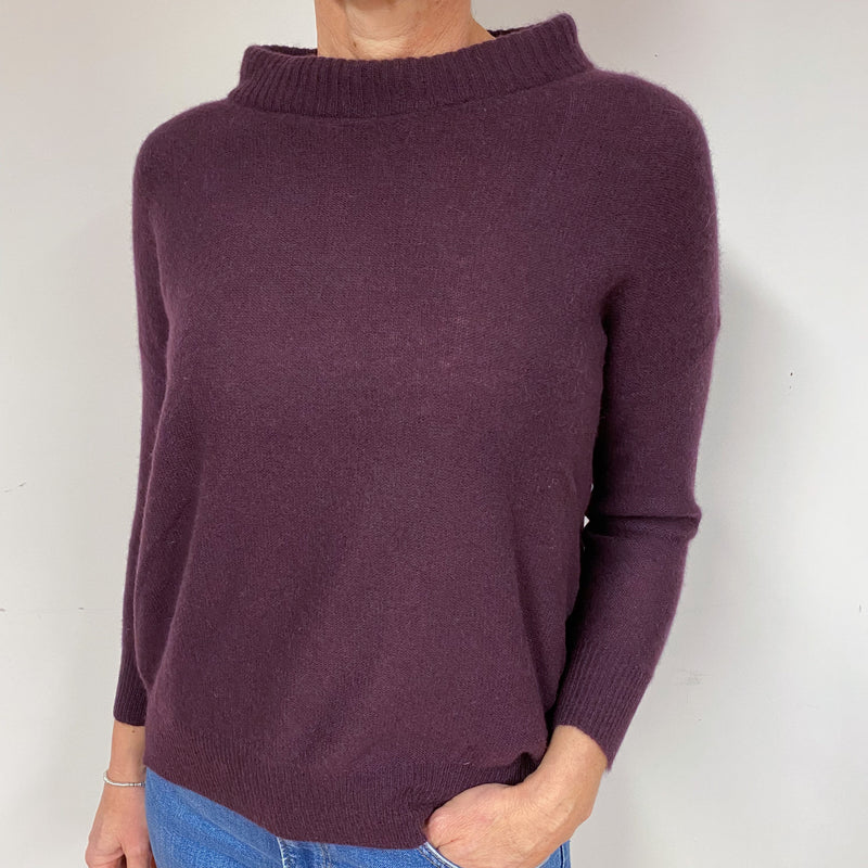 Blueberry Purple Cashmere Boat Neck Jumper Medium