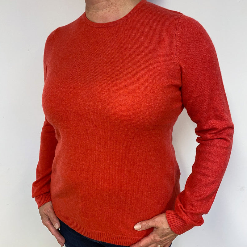 Cranberry Red Cashmere Crew Neck Jumper Large
