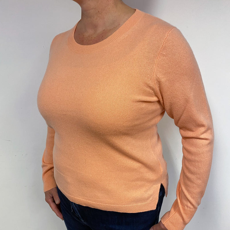 Peachy Pink Cashmere Crew Neck Jumper Large