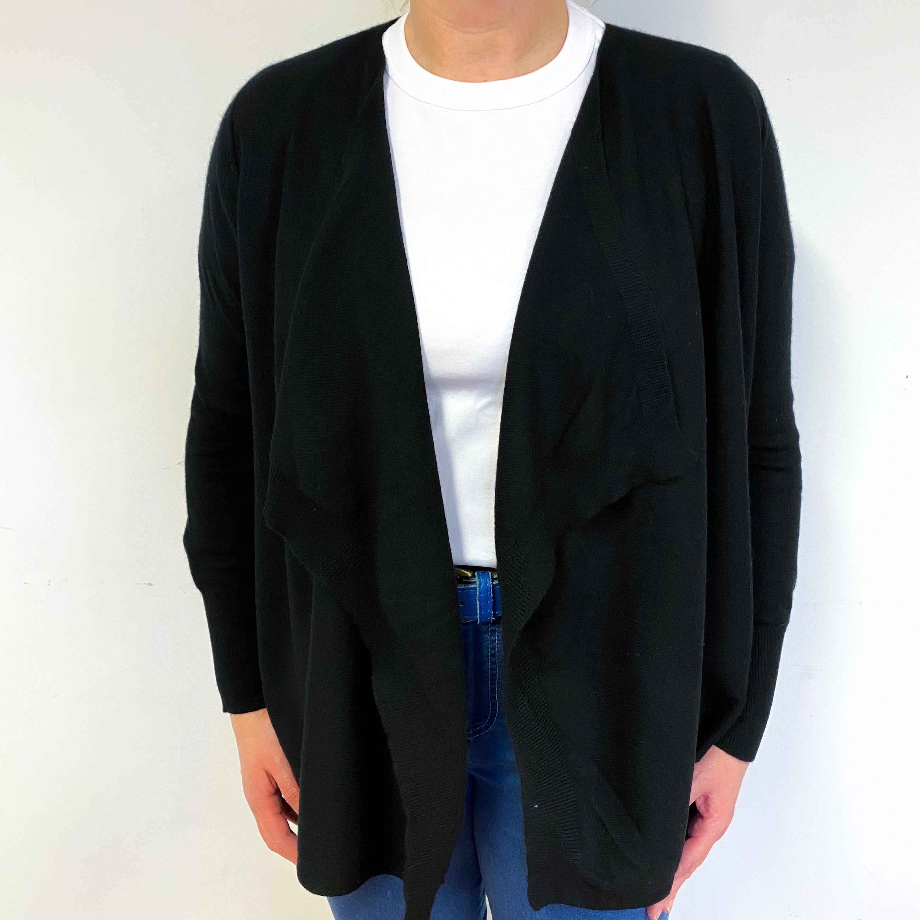 Black Cashmere Waterfall Cardigan Large