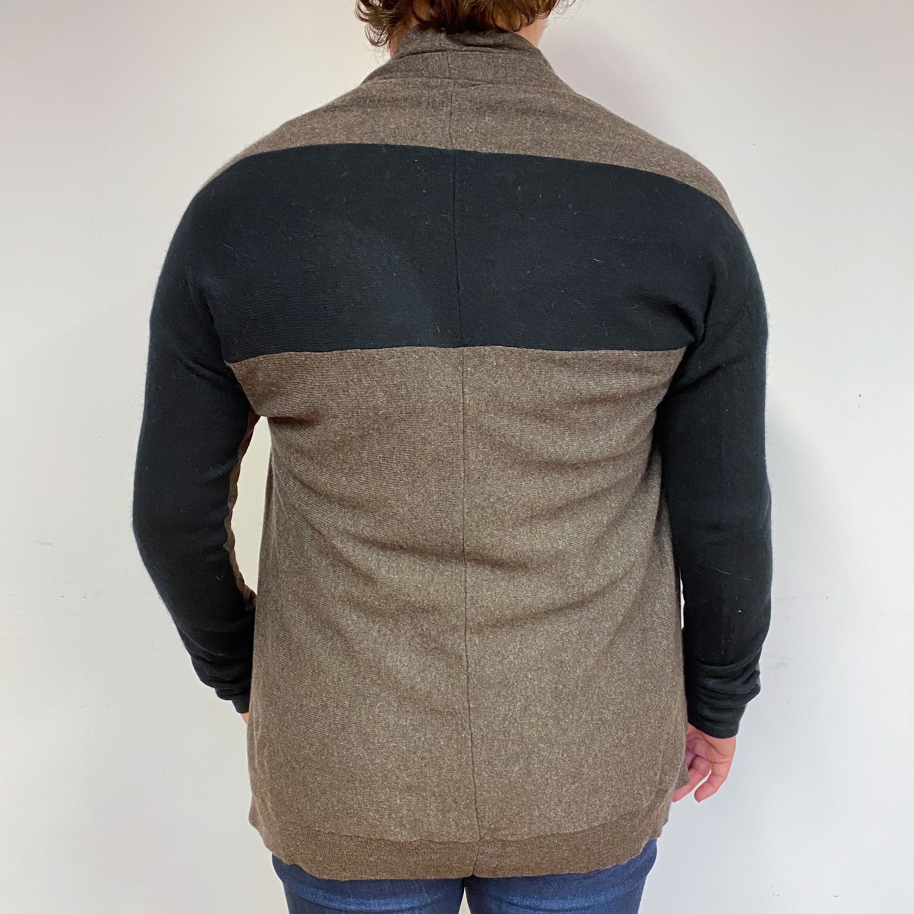 Mole Brown Cashmere Waterfall Cardigan Large