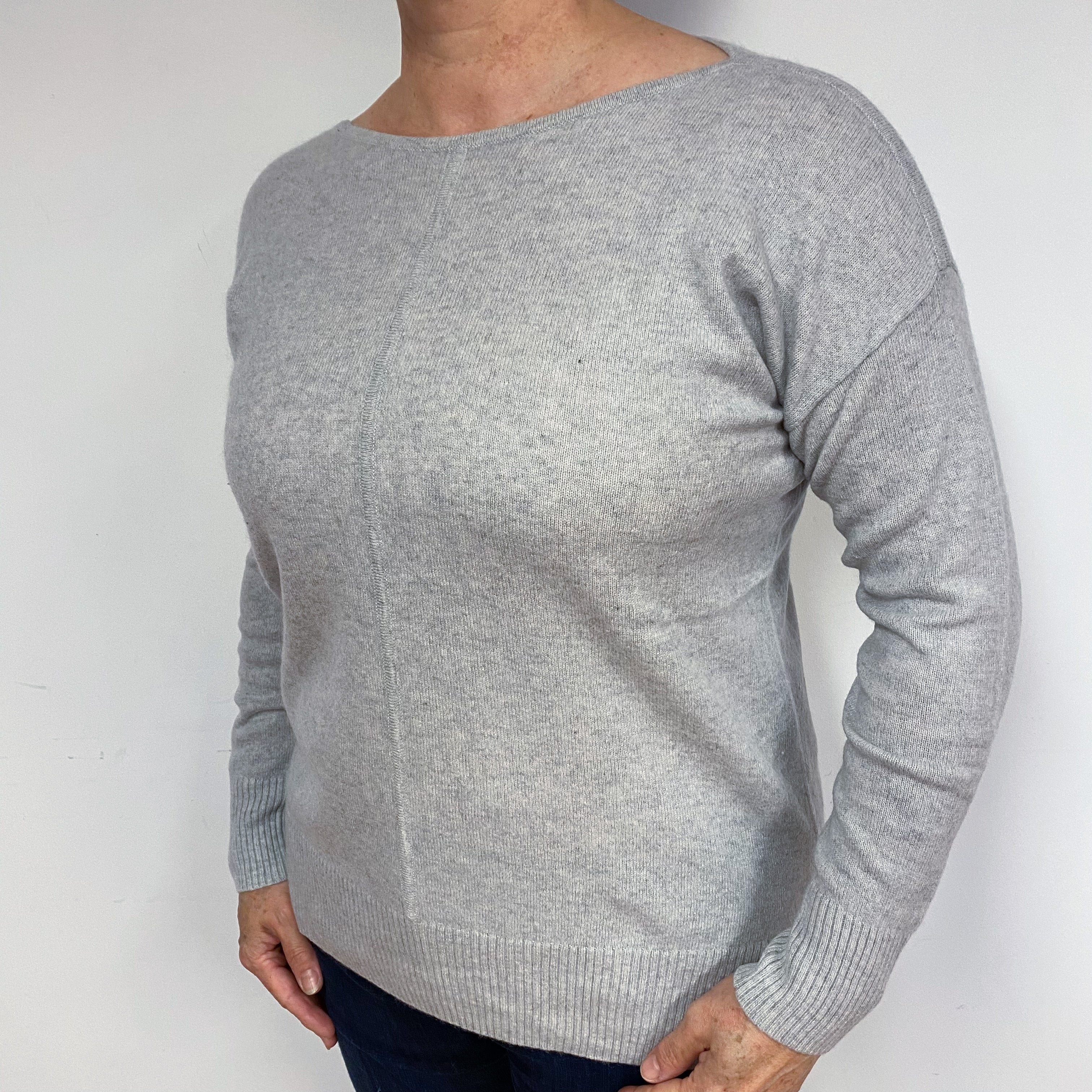 Mist Grey Cashmere Crew Neck Jumper Large