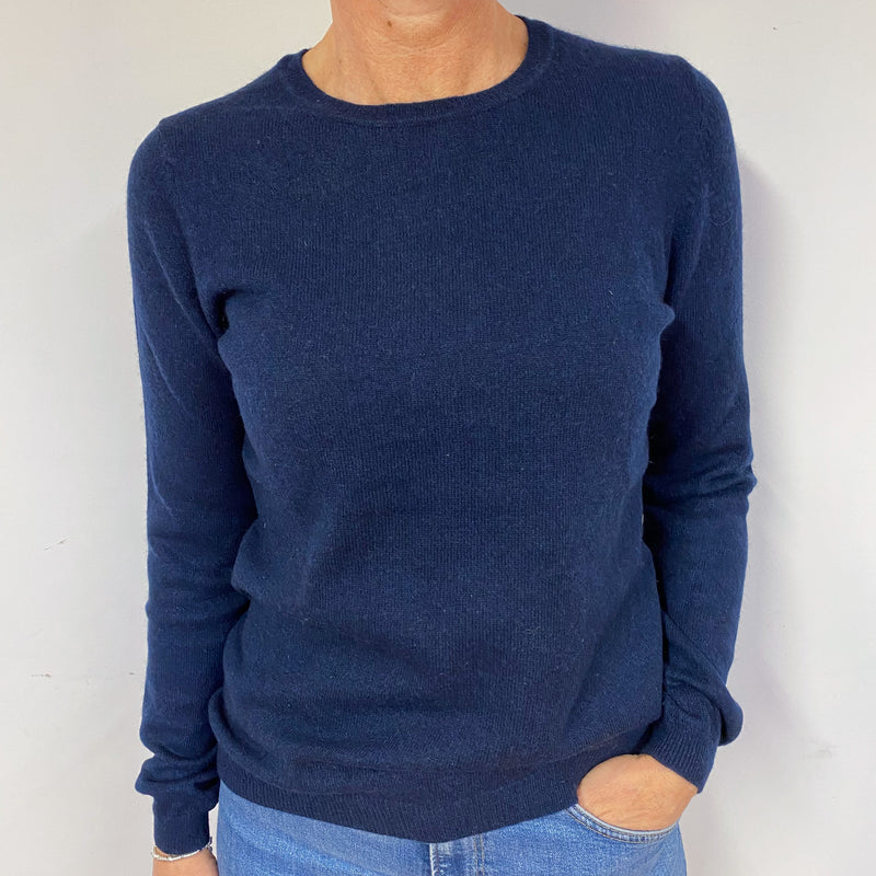 Navy Blue Cashmere Crew Neck Jumper Medium