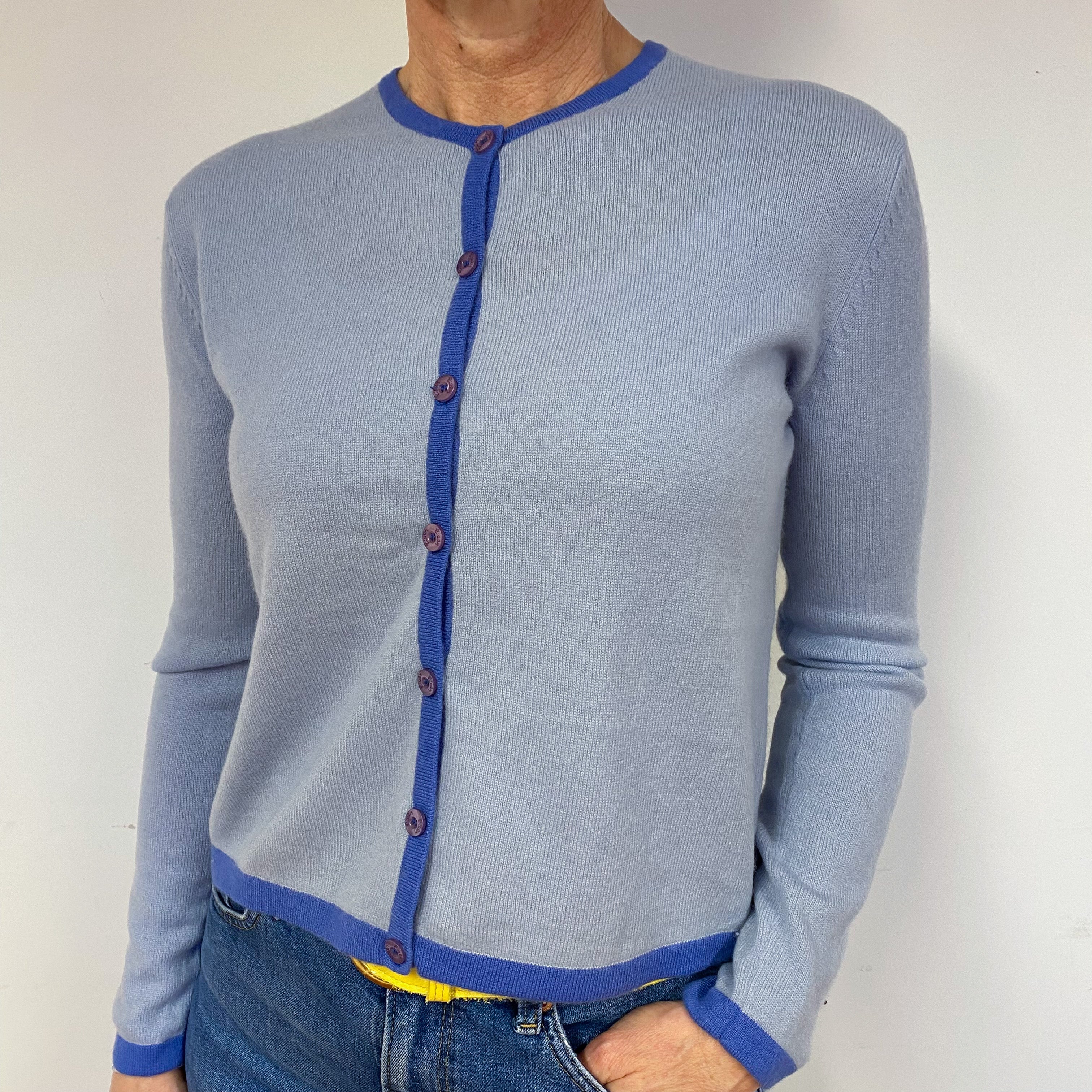 Lilly Pulitzer Blue Cashmere Crew Neck Cardigan Medium