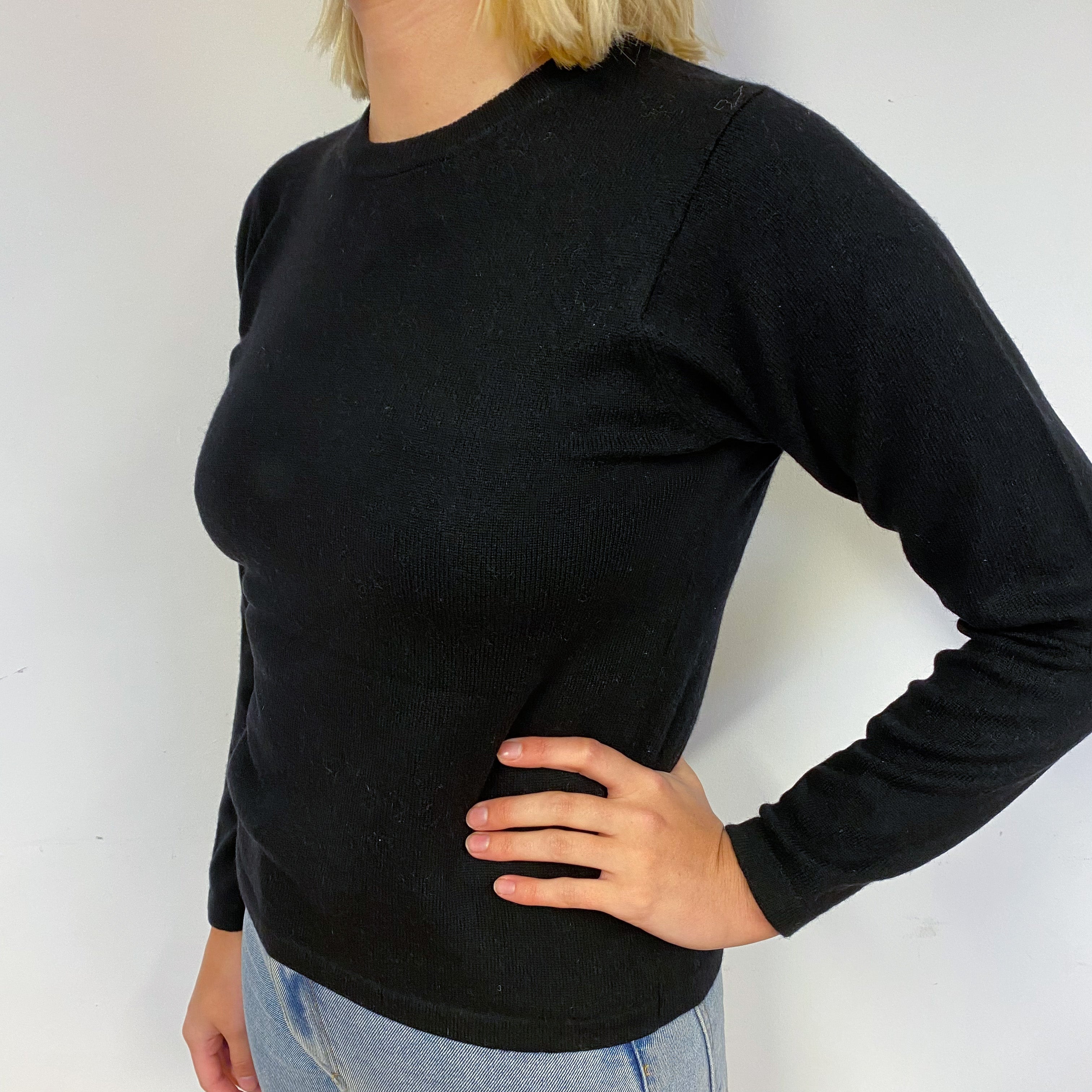 Black Cashmere Crew Neck Jumper Small