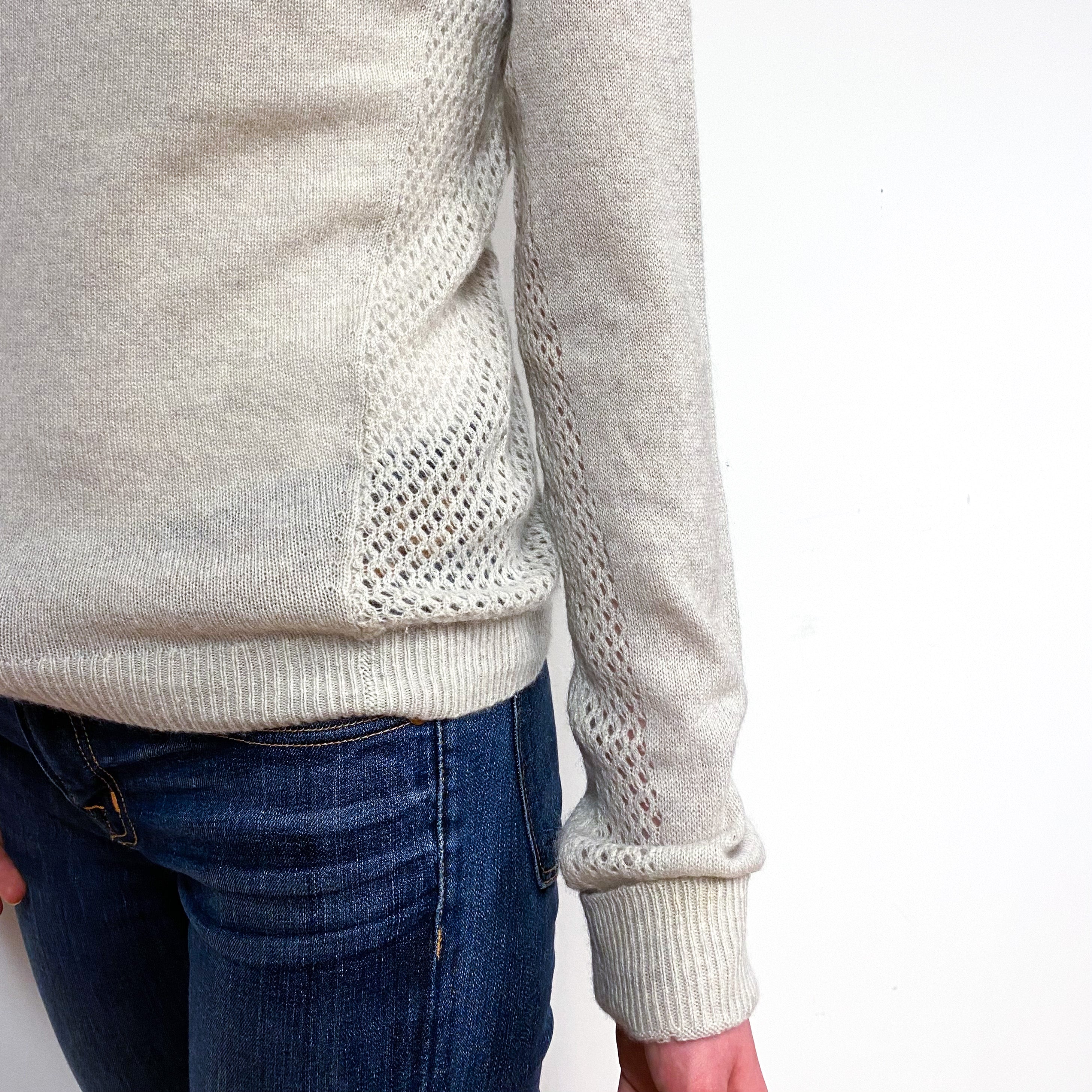 Oatmeal Beige Cashmere Crew Neck Jumper Extra Small
