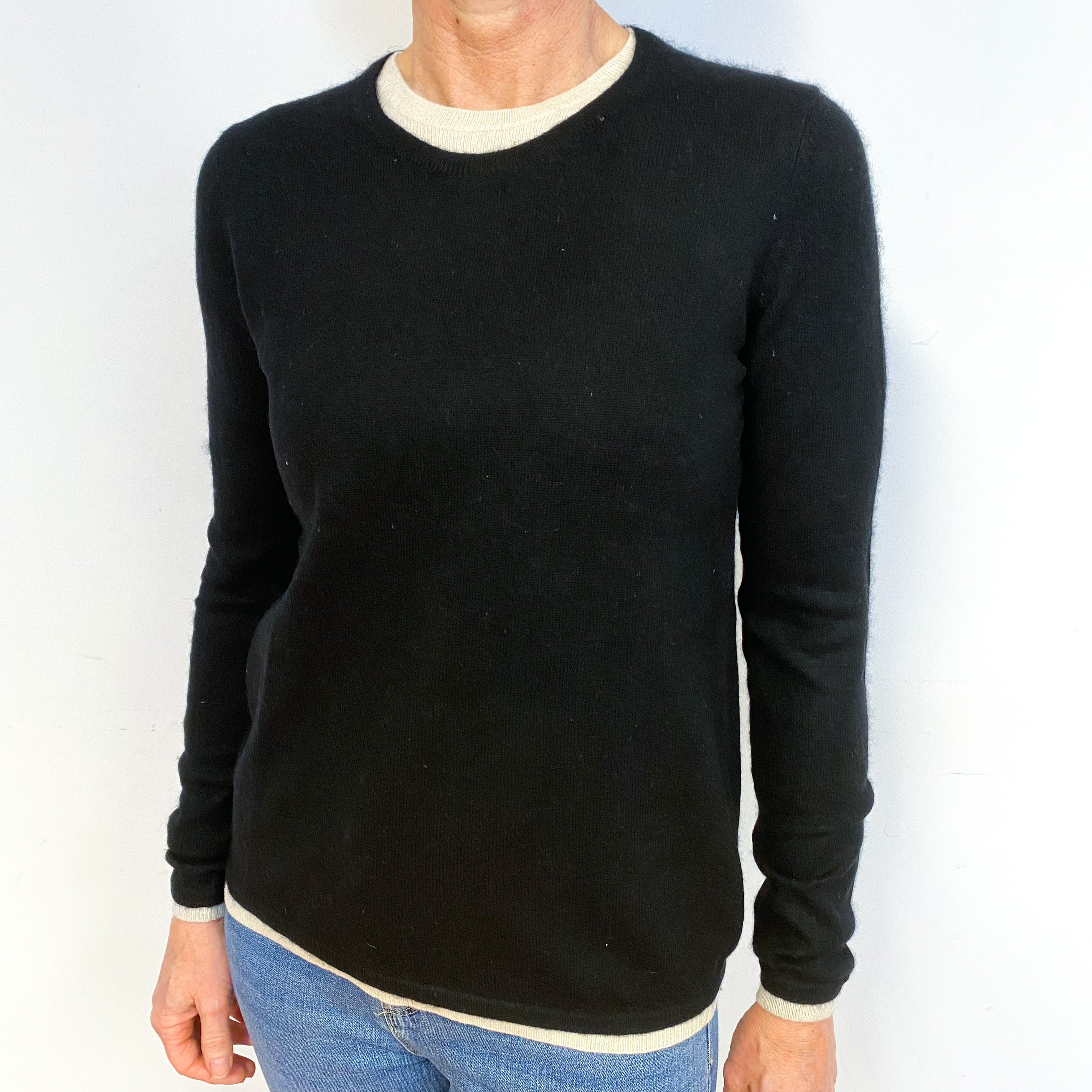 Black Cashmere Crew Neck Jumper Medium