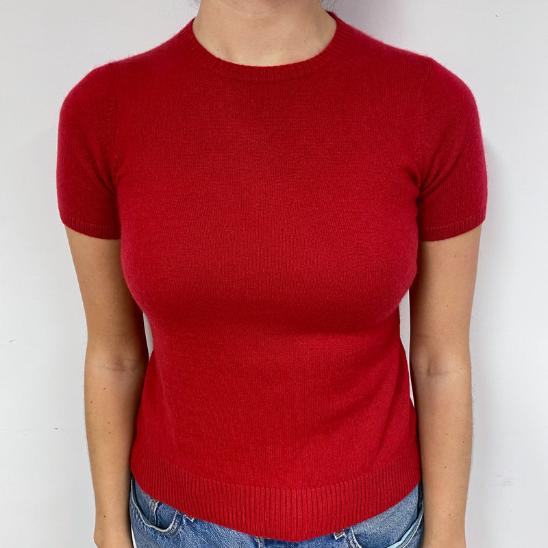 Post Box Red Cashmere Crew Neck Tee Small