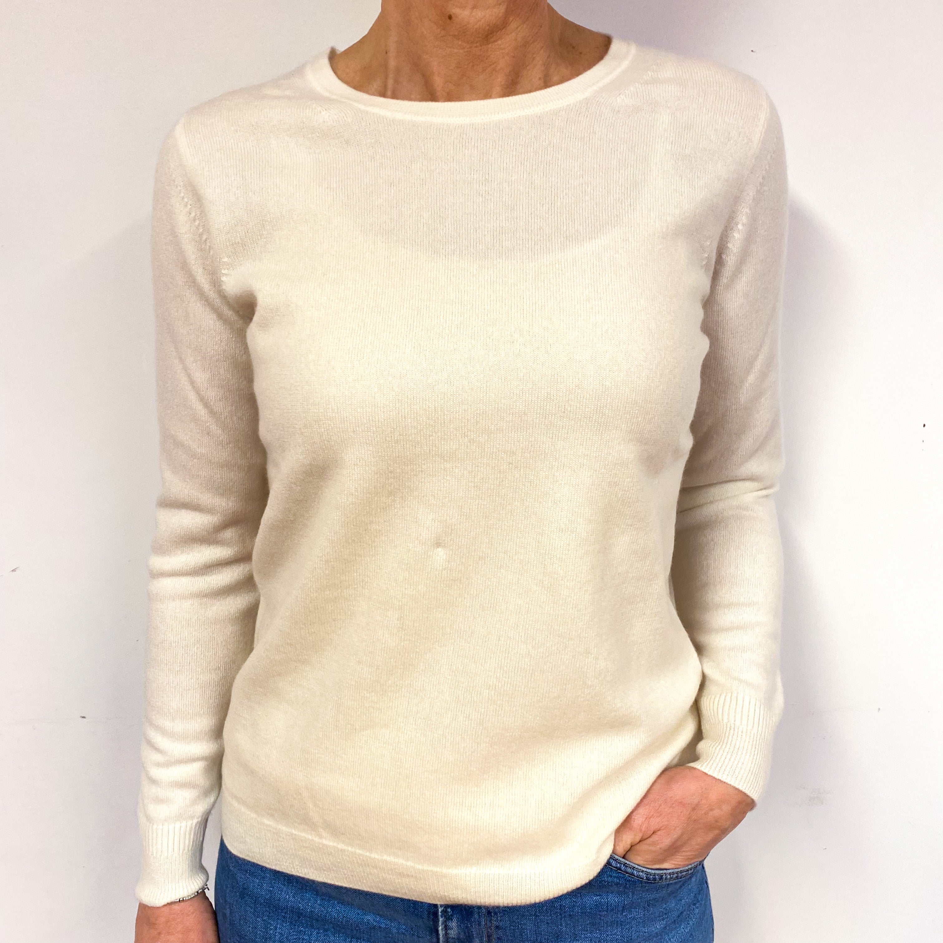 New Cream Cashmere Crew Neck Jumper Medium
