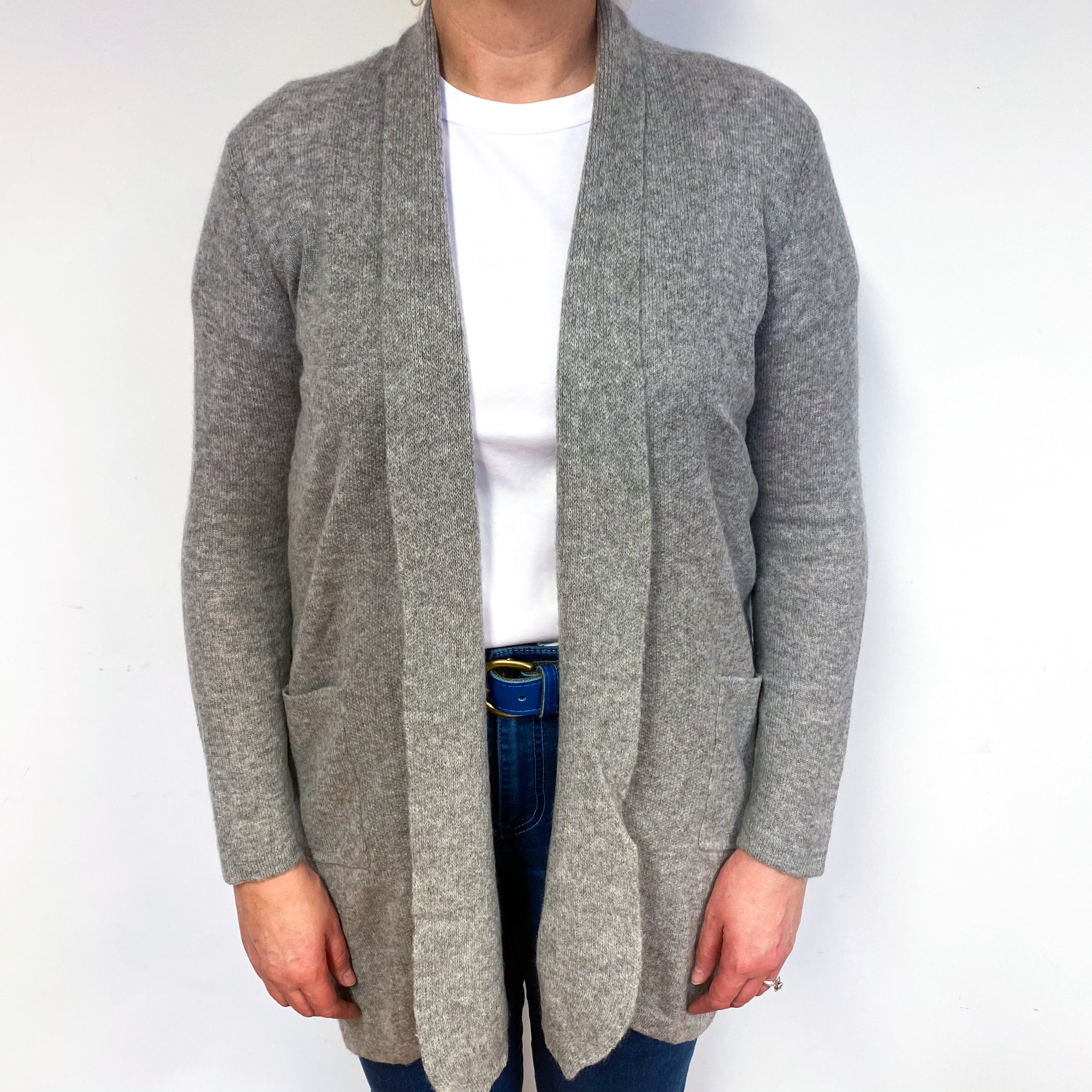Smoke Grey Cashmere Edge to Edge Cardigan Large