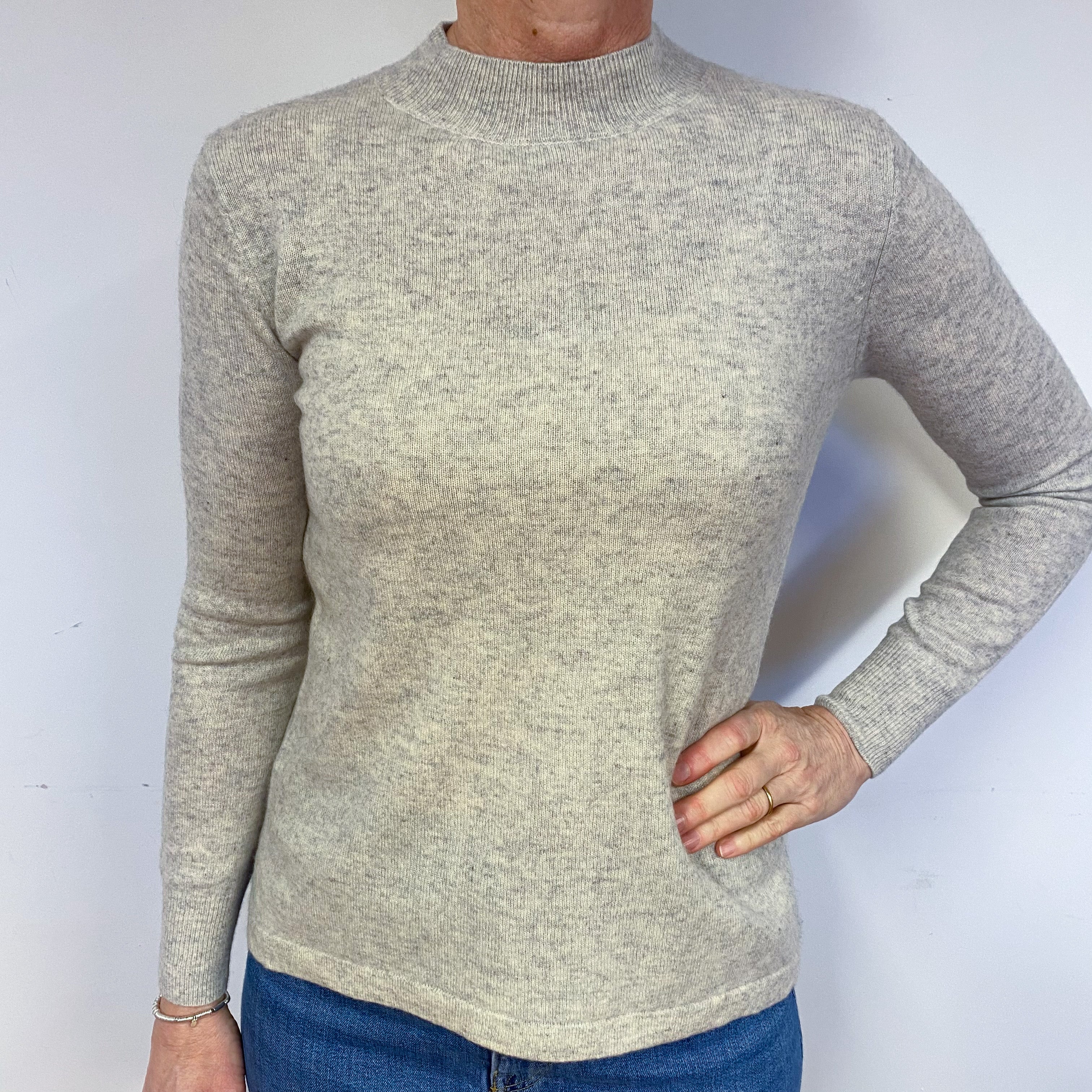 Mist Grey Cashmere Turtle Neck Jumper Medium