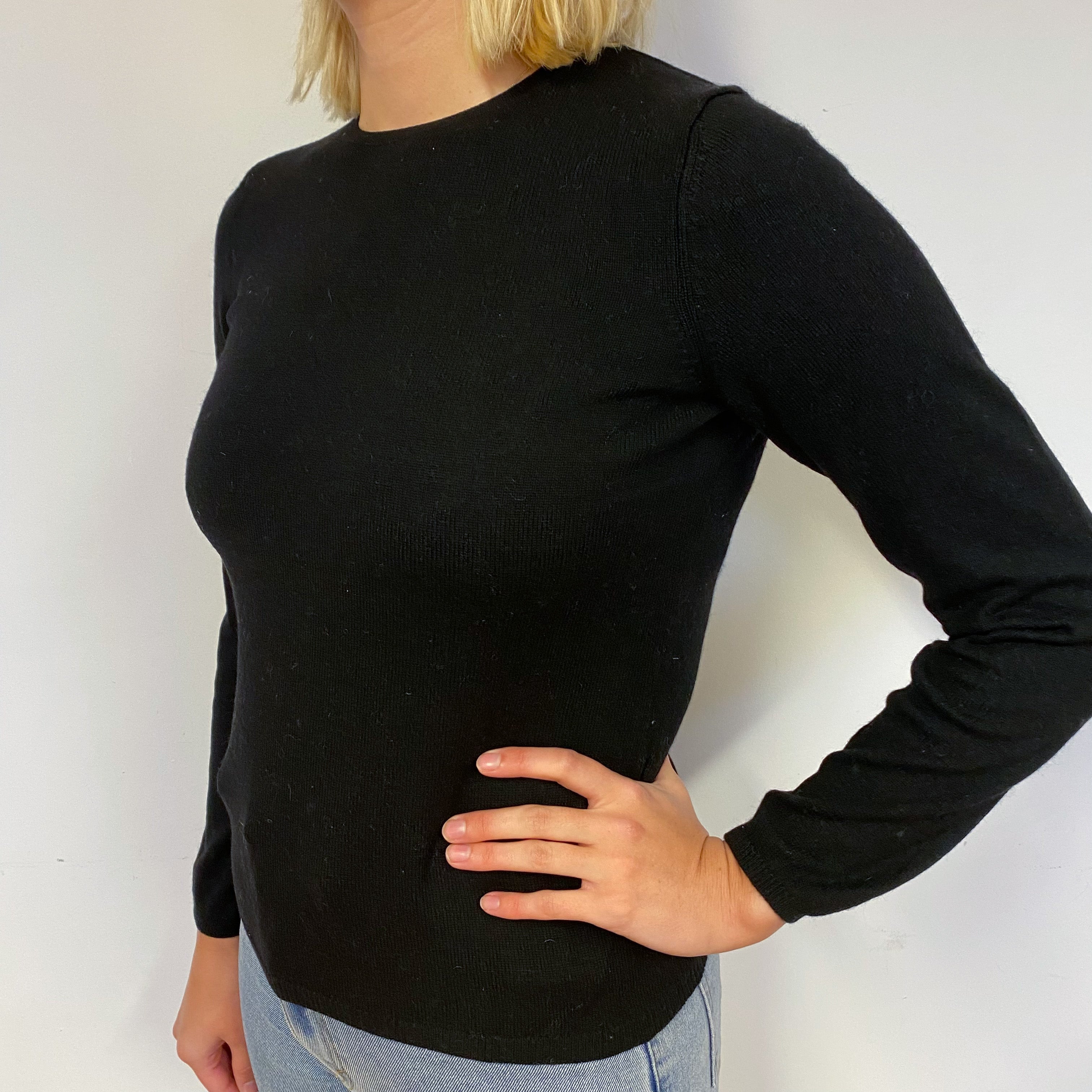 Black Cashmere Crew Neck Jumper Small