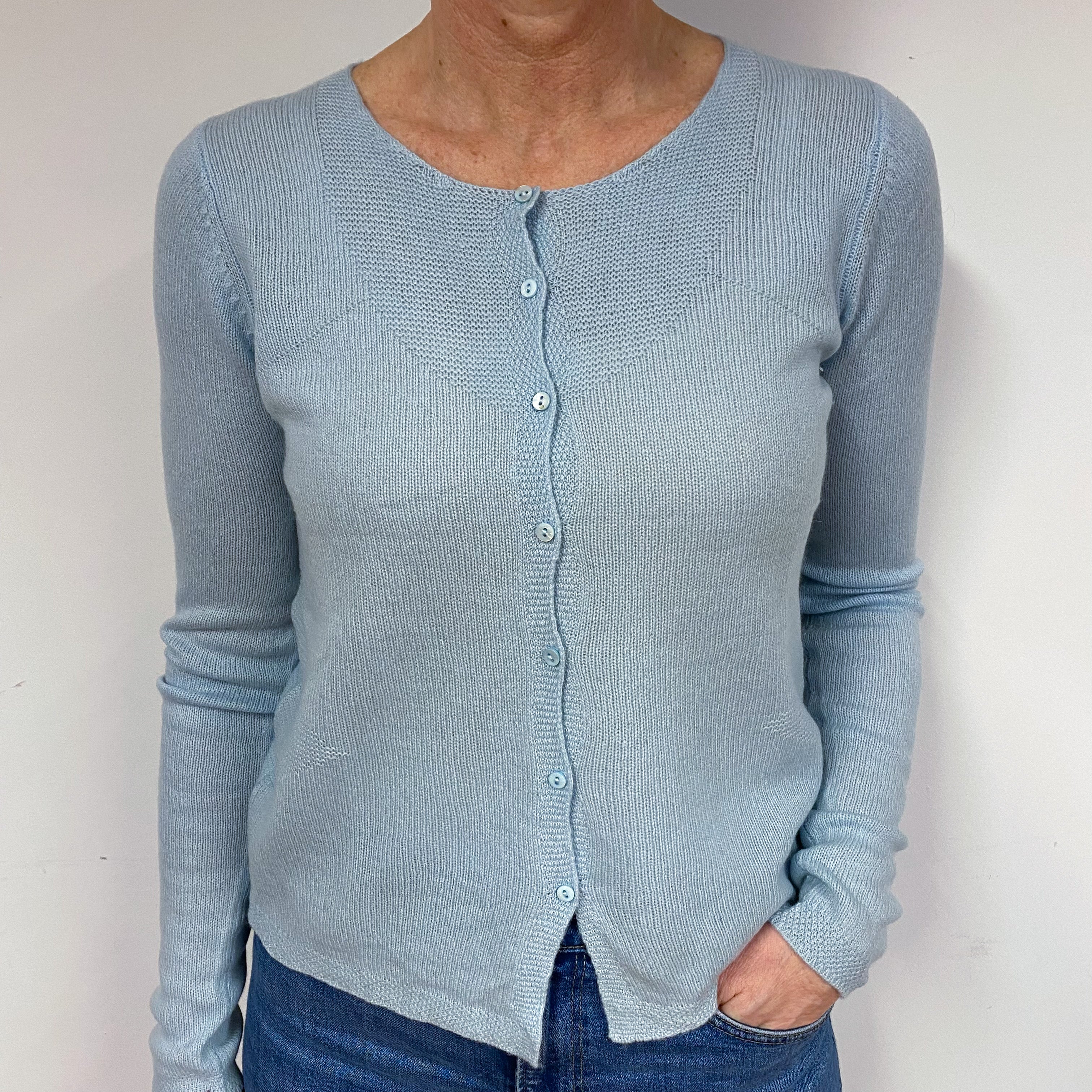 Duck Egg Blue Cashmere Cardigan Medium