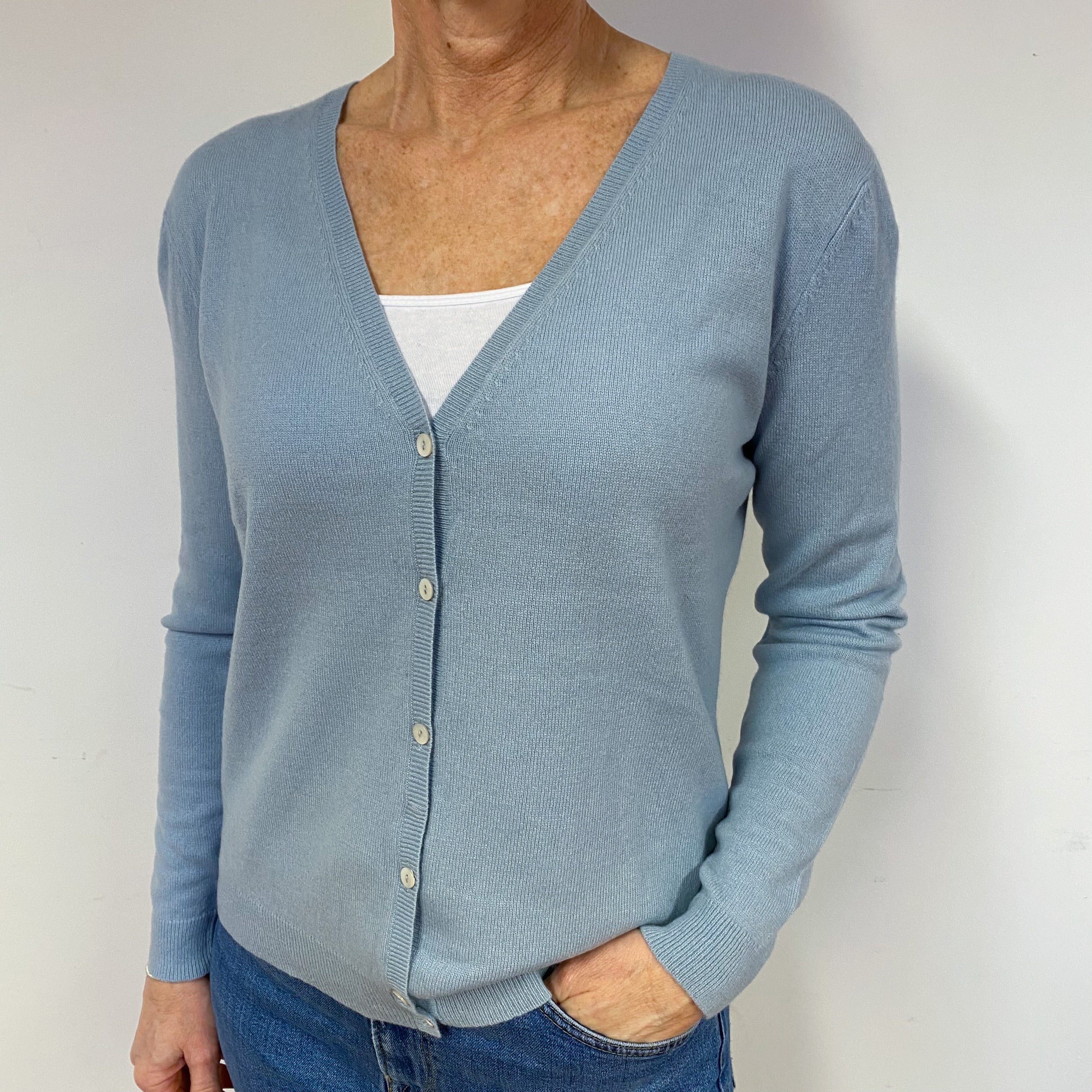 Sky Blue Cashmere Cardigan Medium