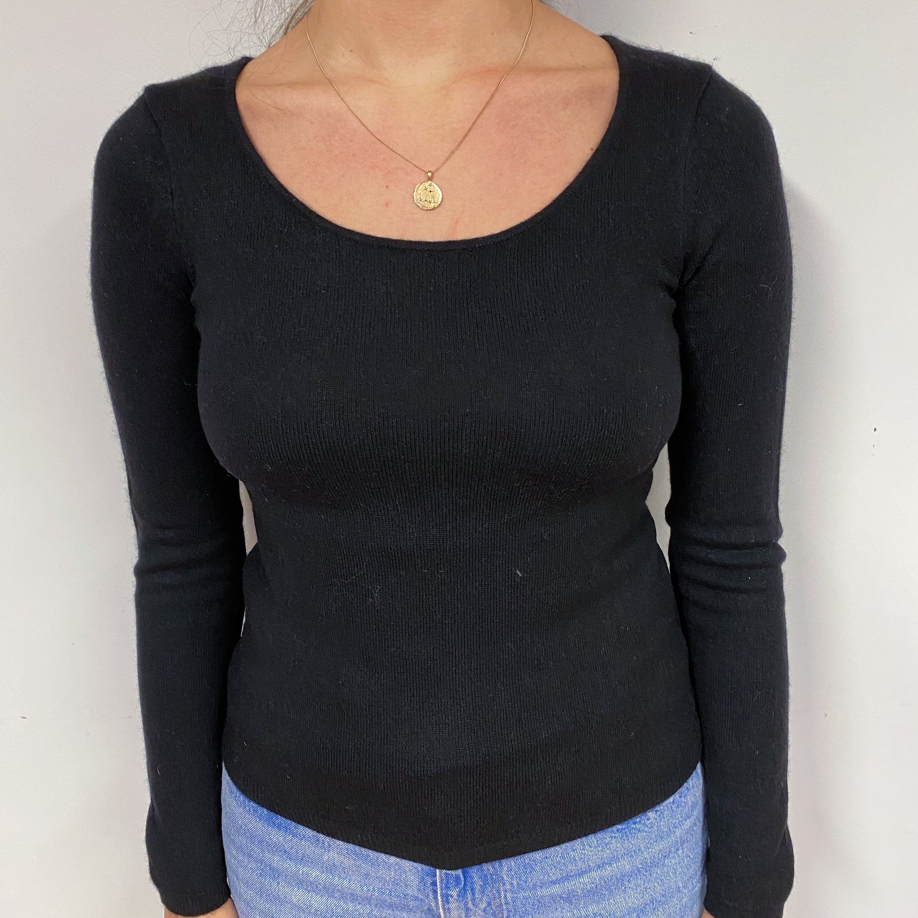 Black Cashmere Crew Neck Jumper Small