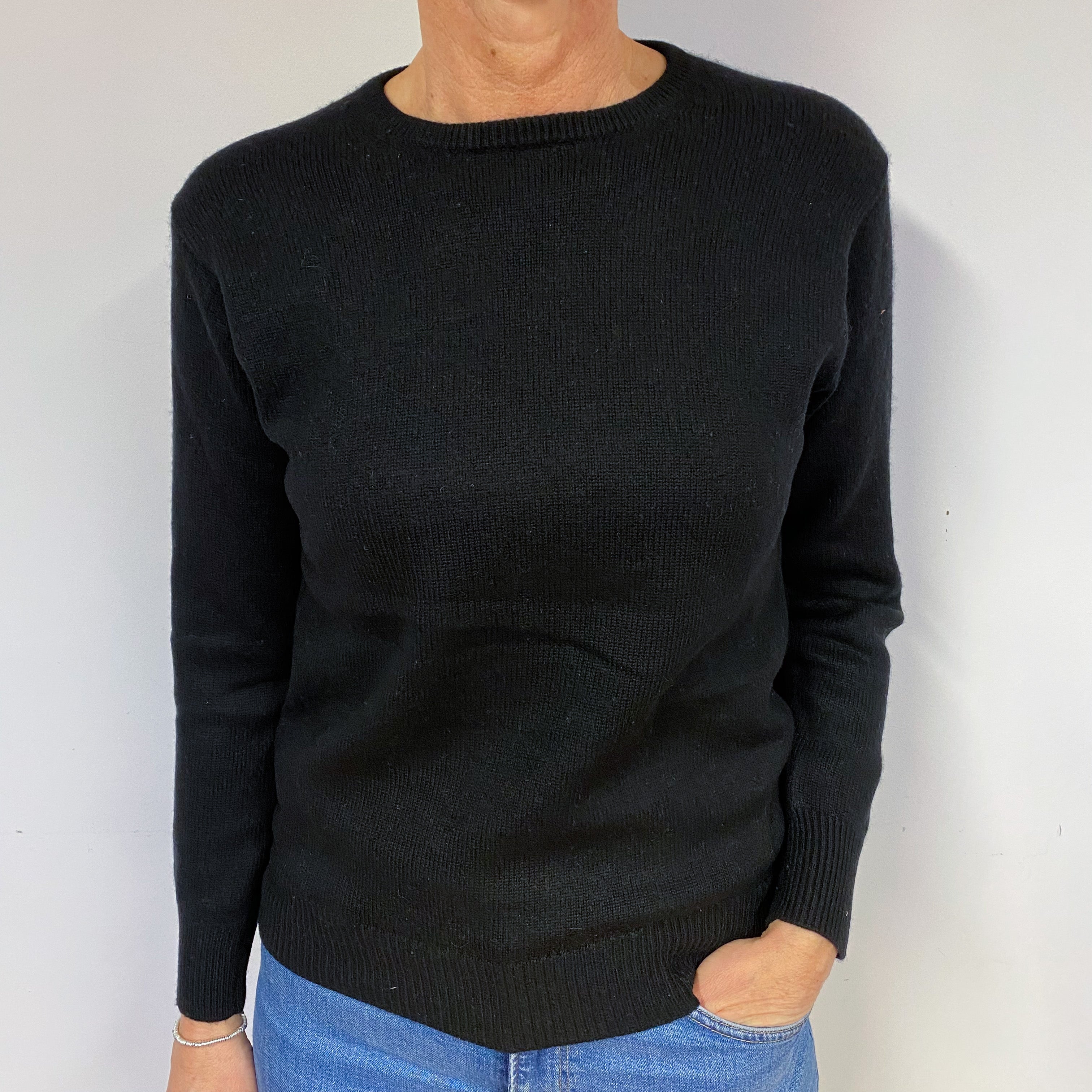 Black Cashmere Crew Neck Jumper Medium