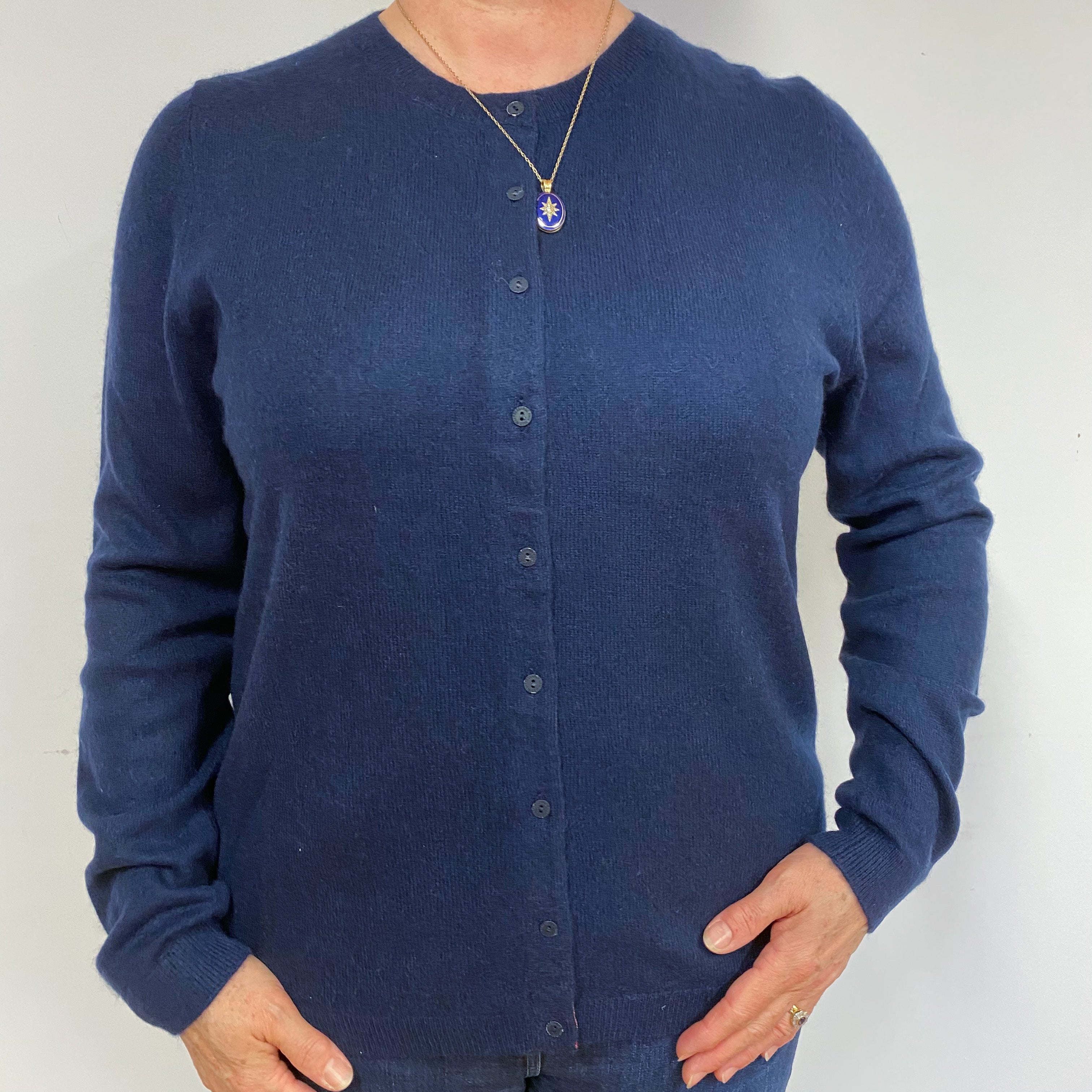 Navy Blue Cashmere Cardigan Large