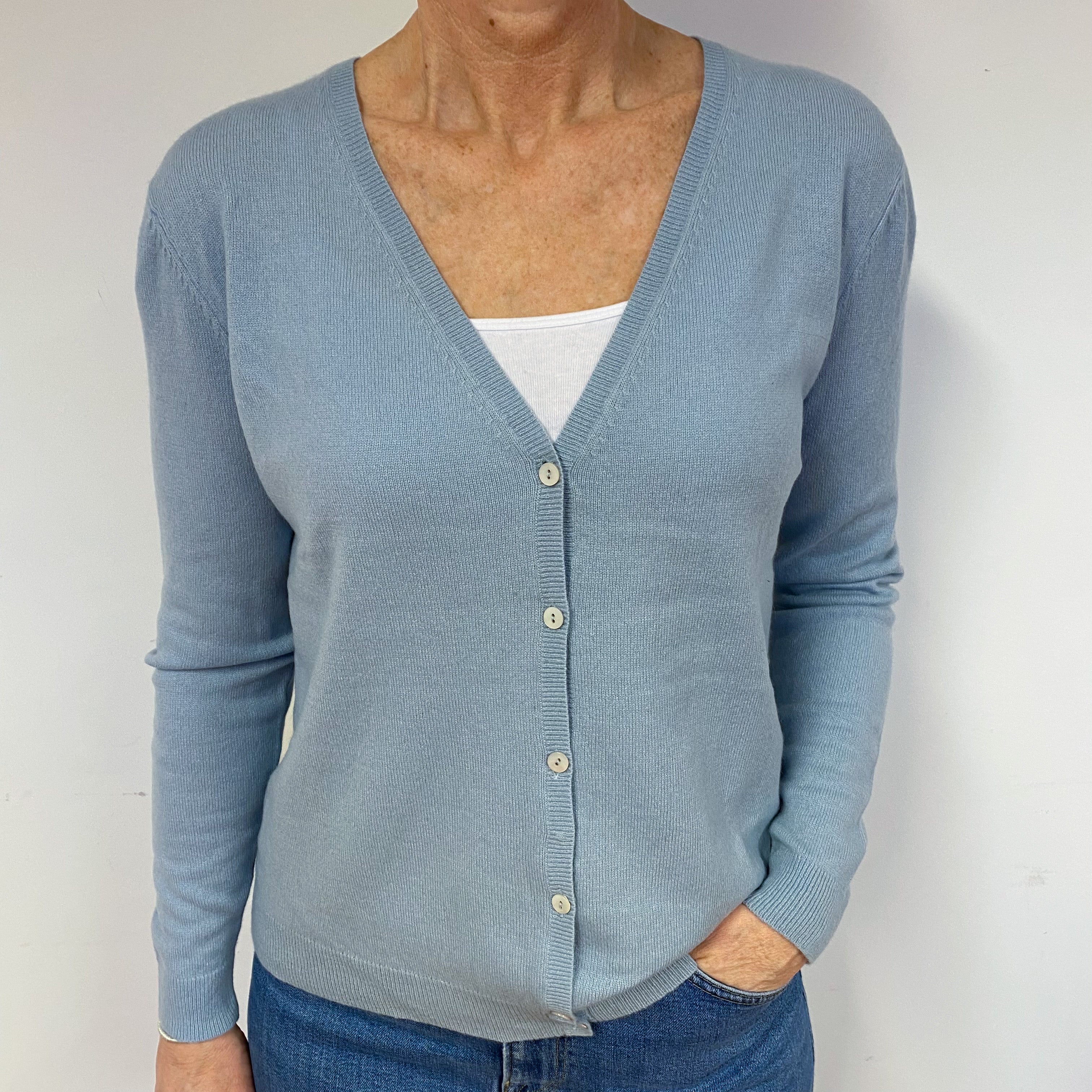 Sky Blue Cashmere Cardigan Medium