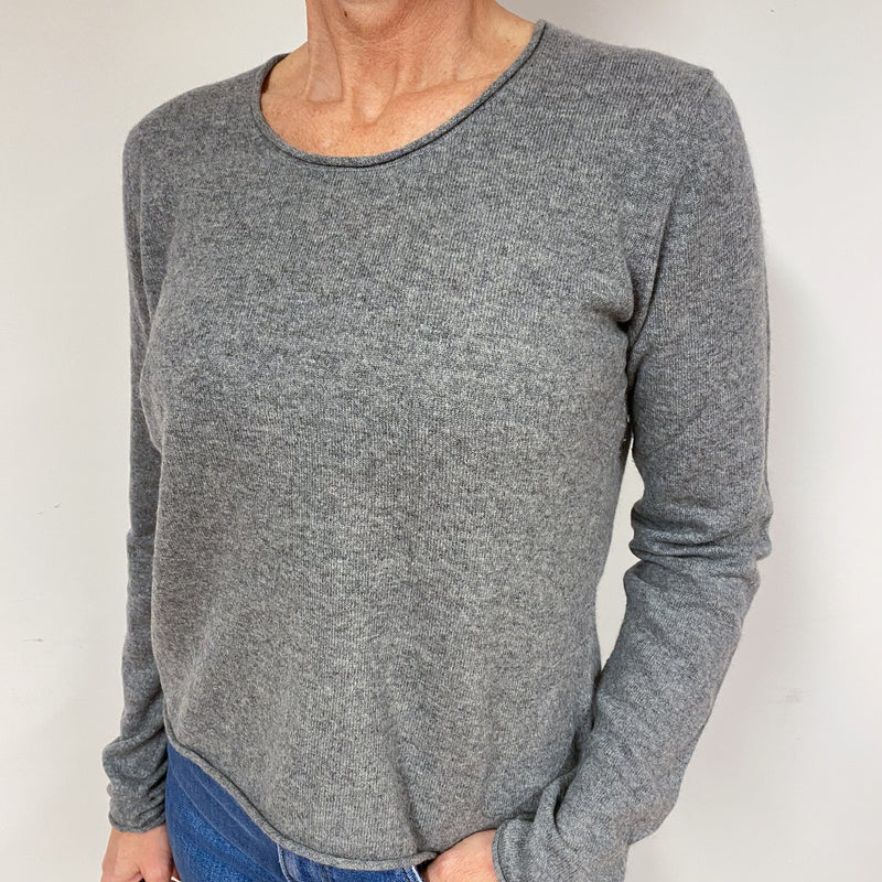 Steel Grey Cashmere Crew Neck Jumper Medium