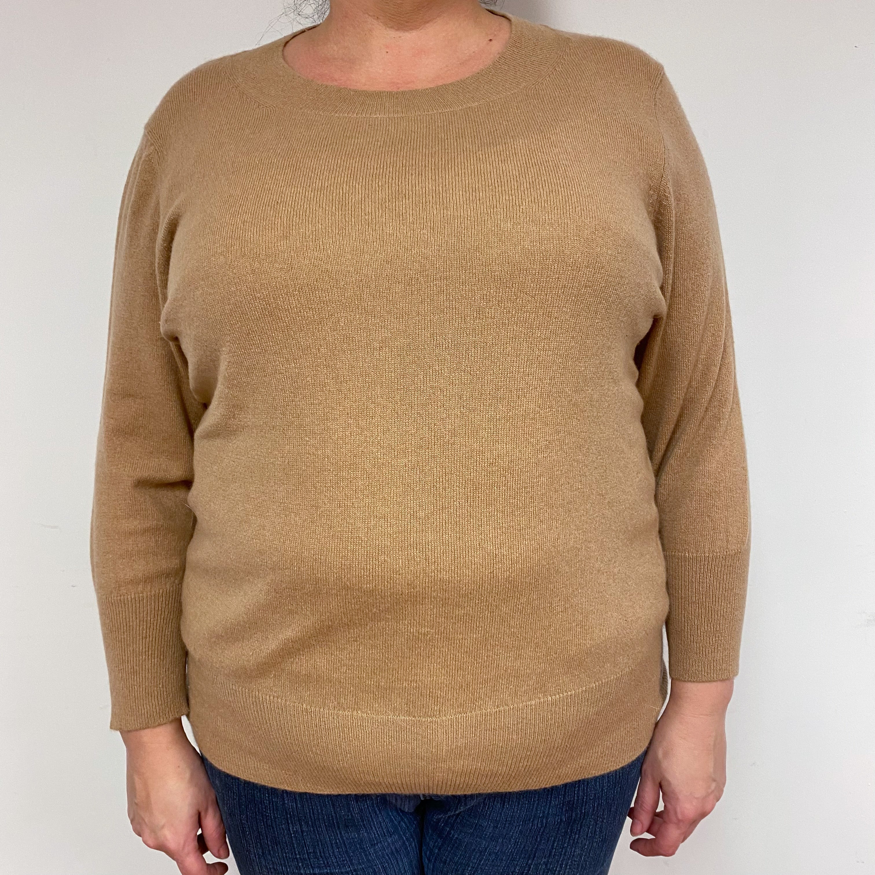 Caramel Brown Cashmere Crew Neck Jumper Extra Large