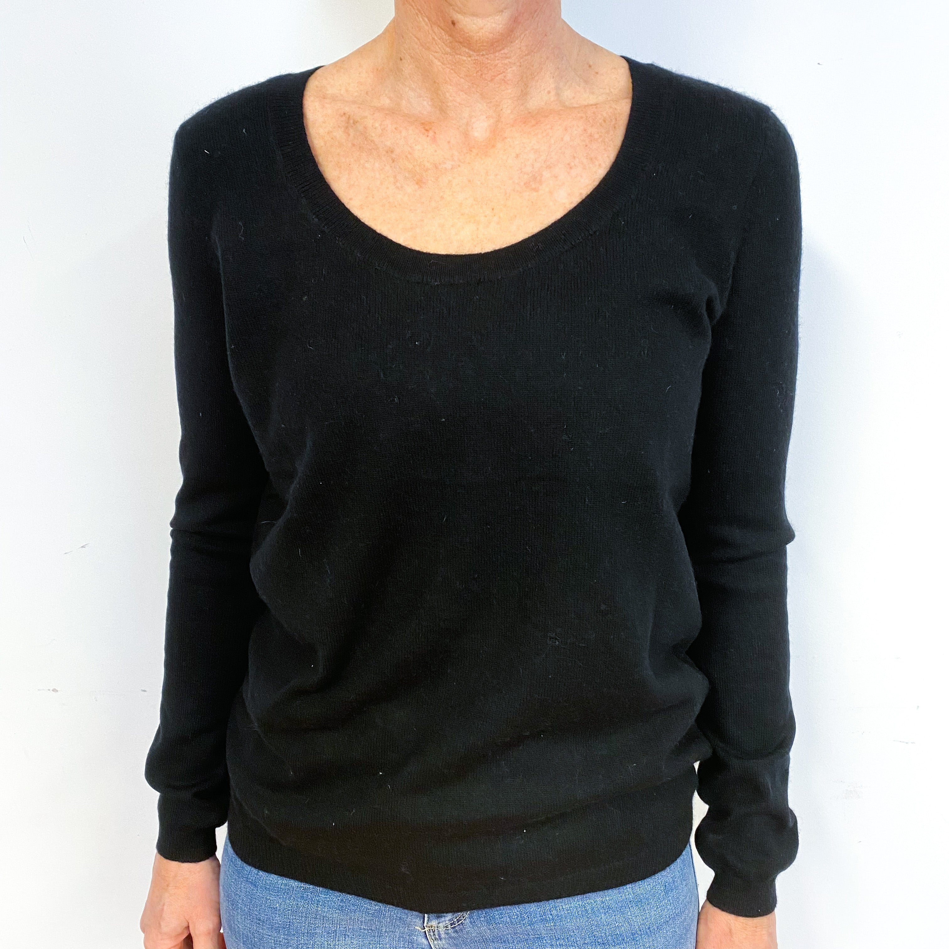 Black Cashmere Crew Neck Jumper Medium