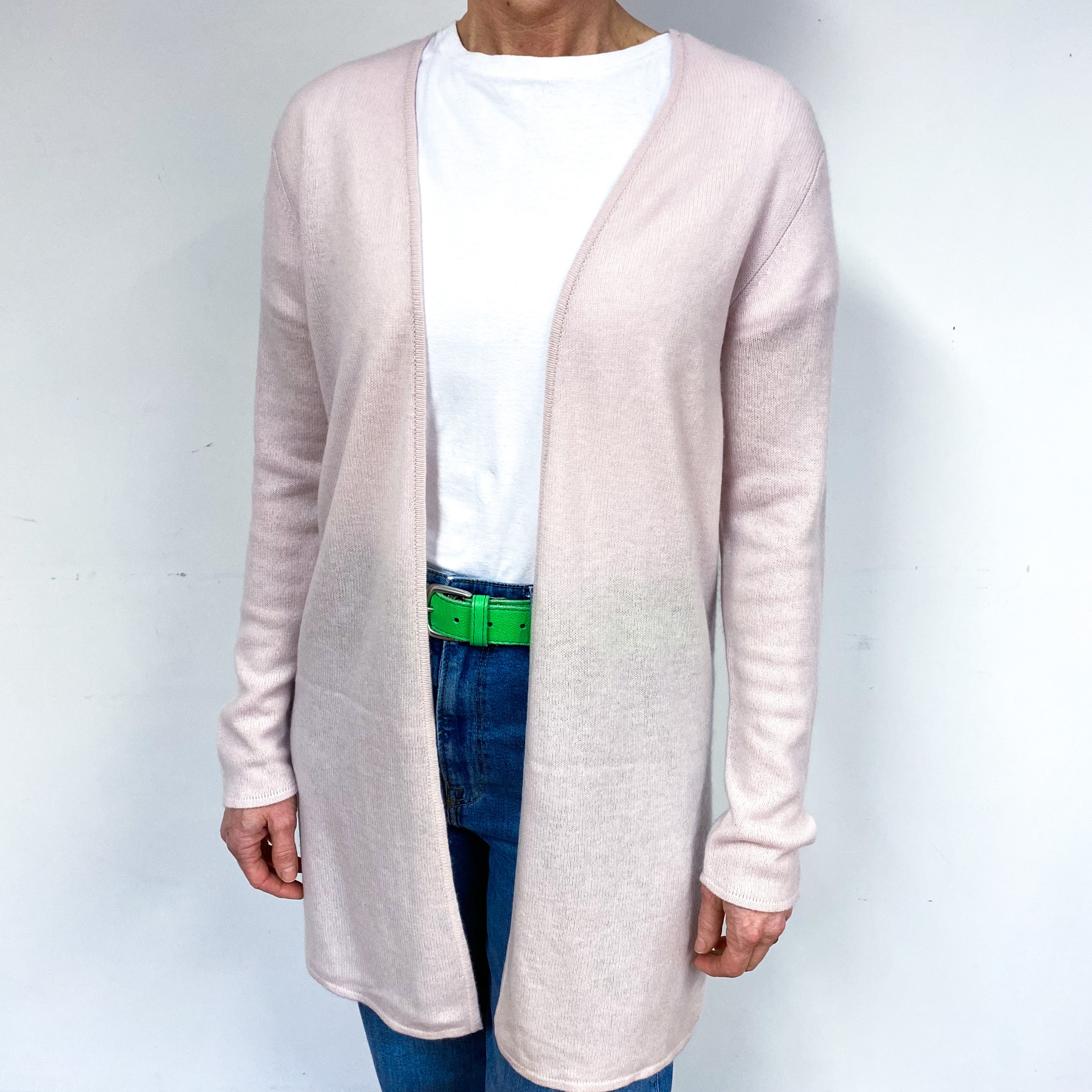 New Ice Pink Cashmere Edge to Edge Cardigan Medium