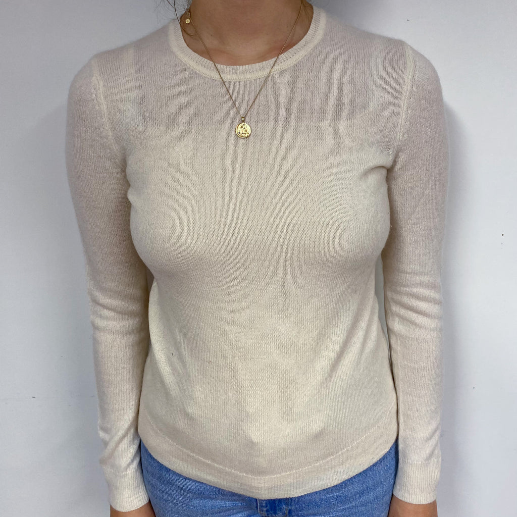 Ivory Cream Cashmere Crew Neck Jumper Small