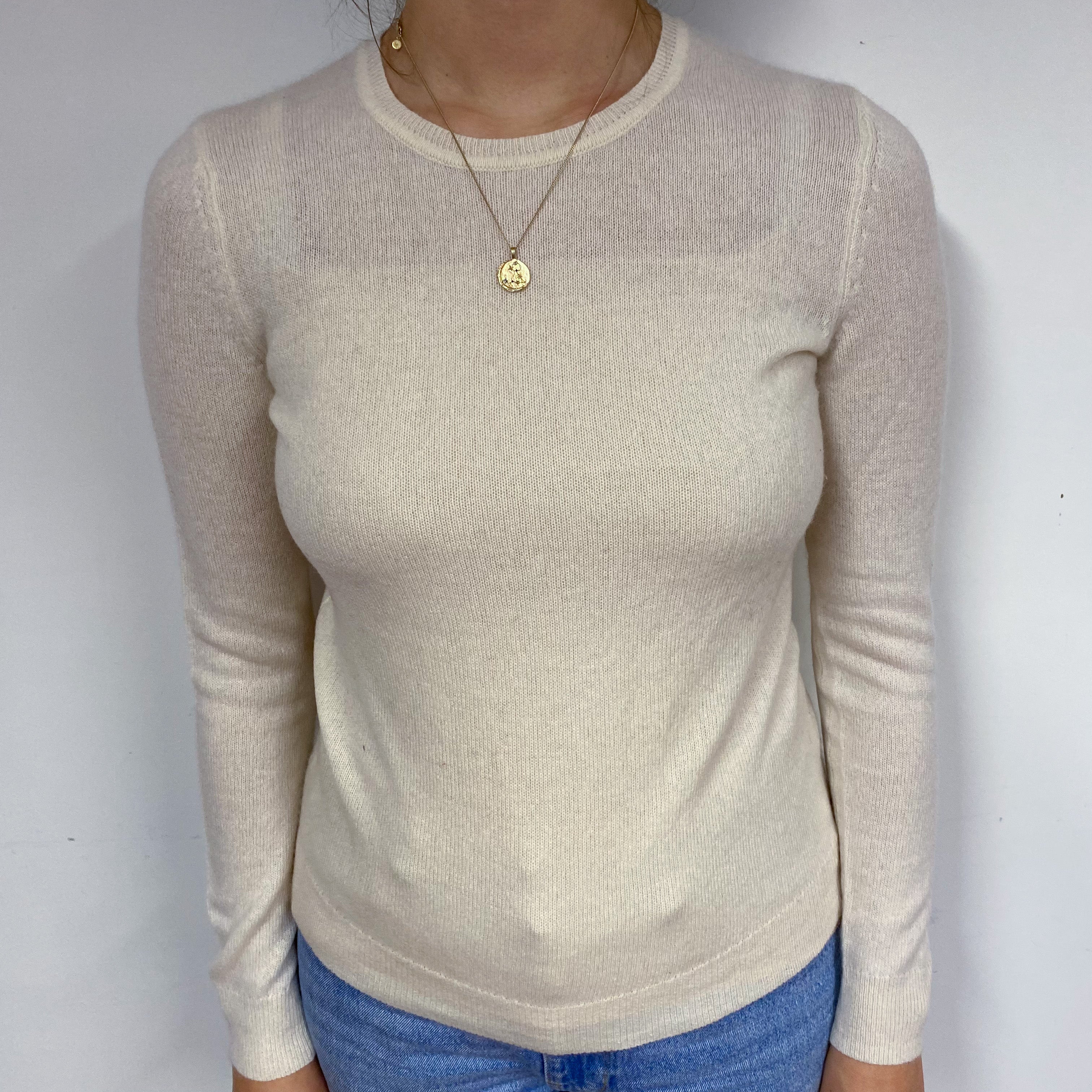 Ivory Cream Cashmere Crew Neck Jumper Small