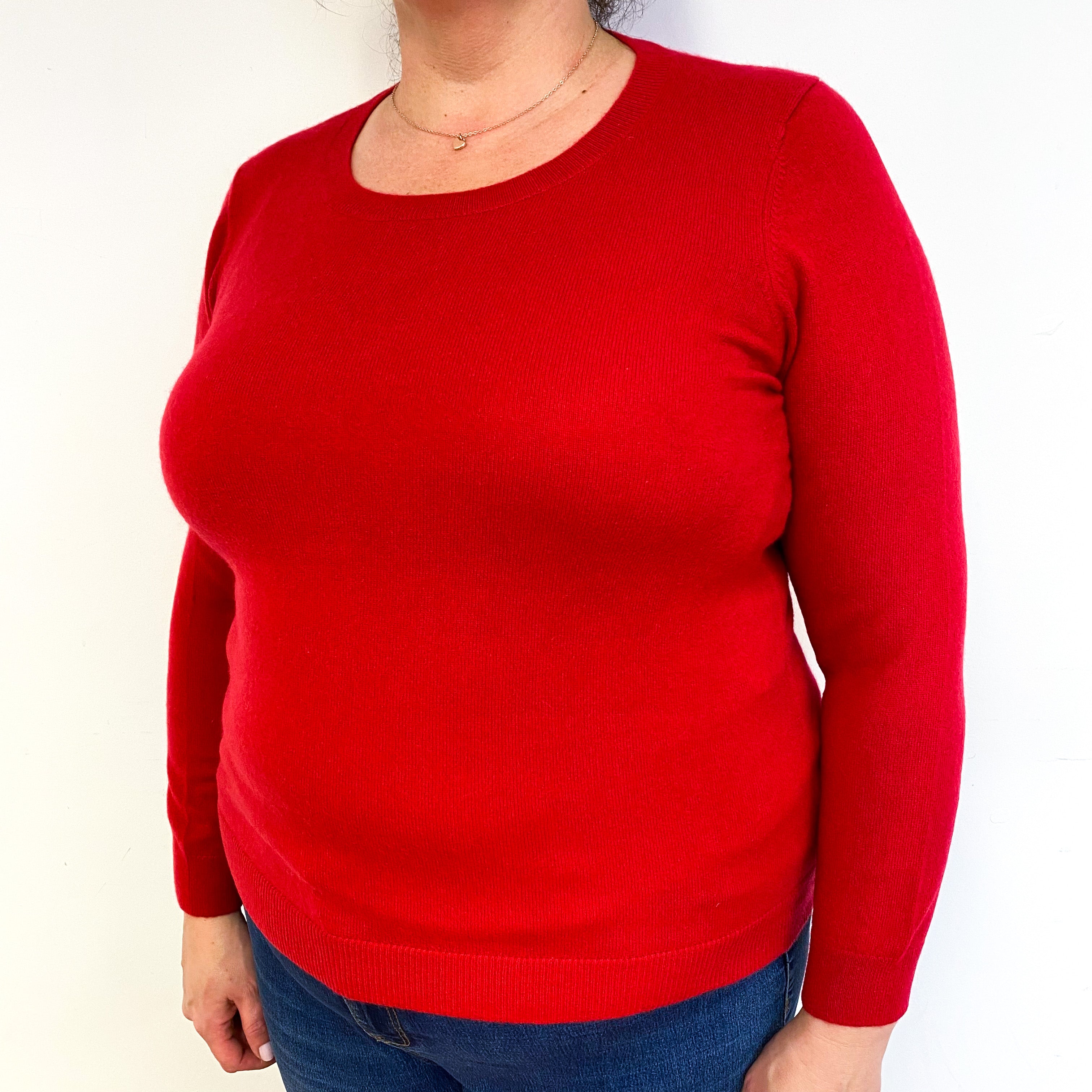 Berry Red Cashmere Crew Neck Jumper Extra Large Petite