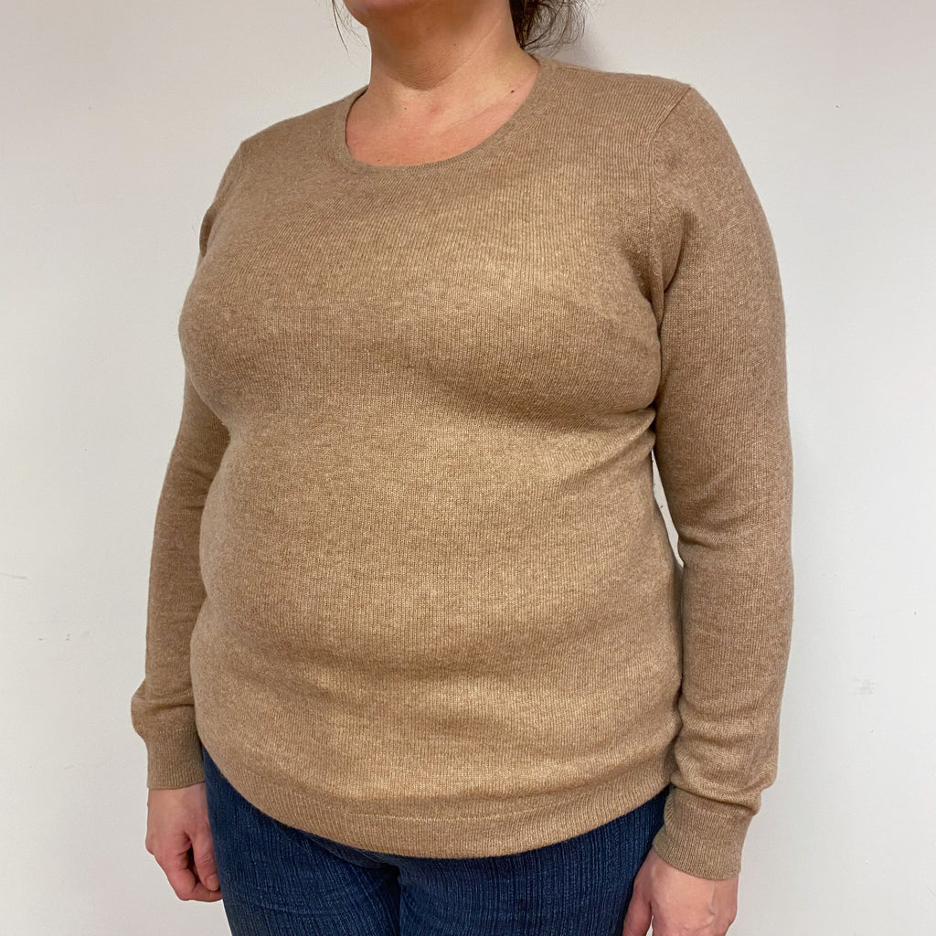 Fudge Brown Cashmere Crew Neck Jumper Extra Large