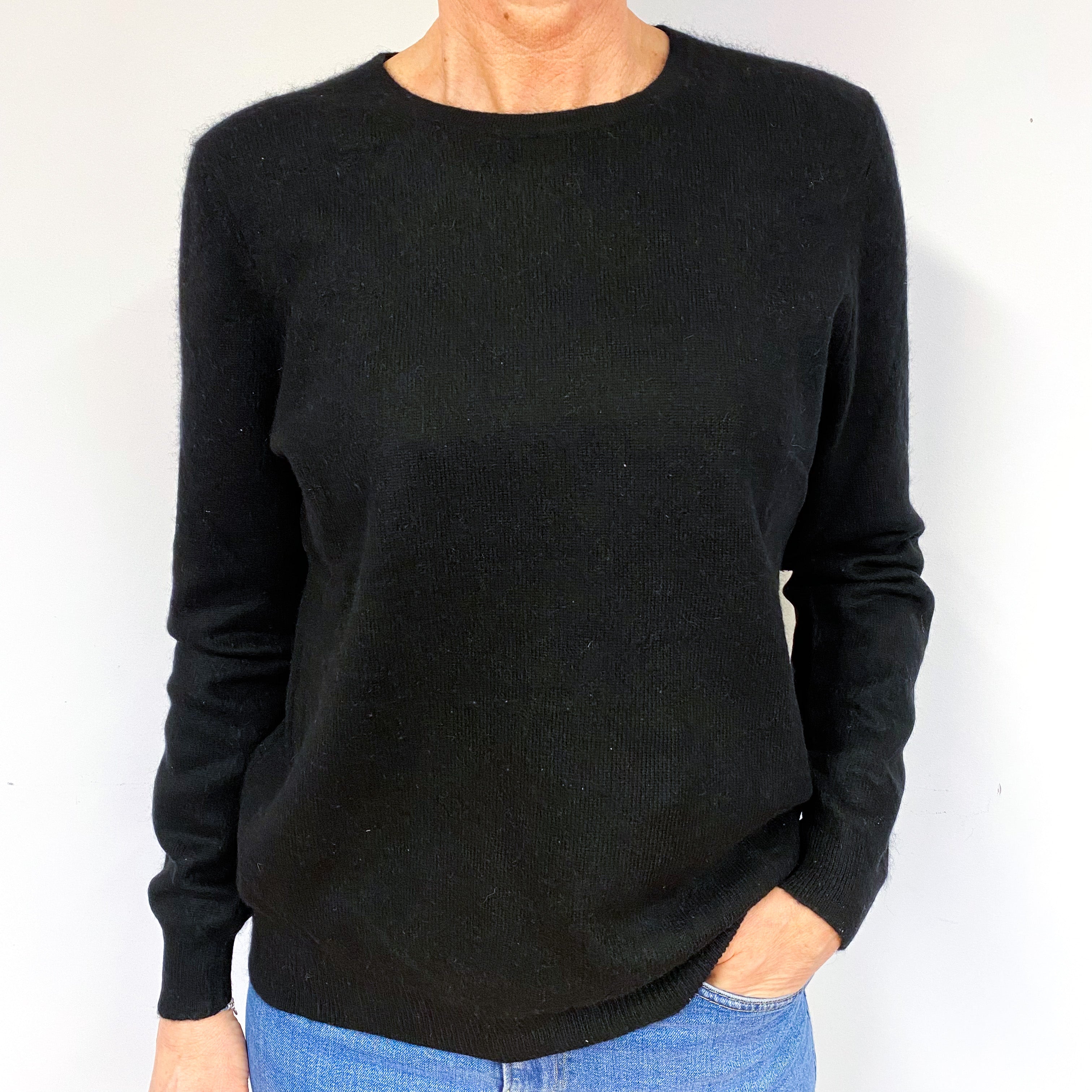 Black Cashmere Crew Neck Jumper Medium