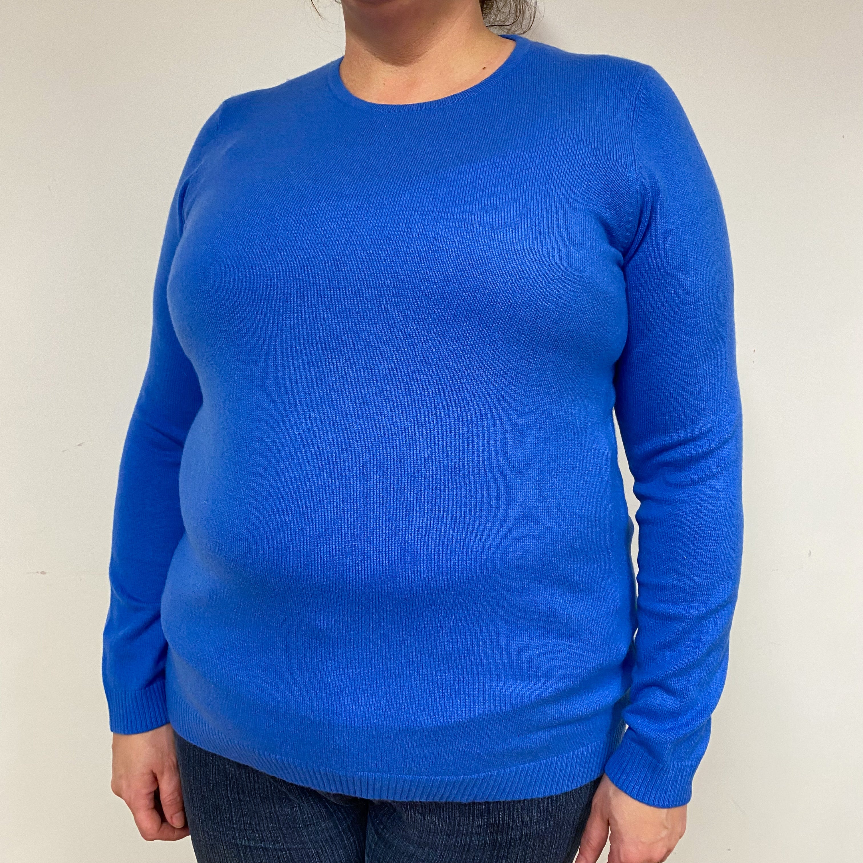 Tanzanite Blue Cashmere Crew Neck Jumper Extra Large