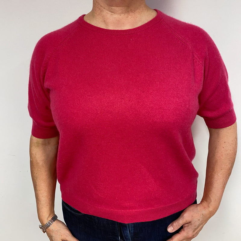 Cherry Pink Cashmere Short Sleeved Jumper Large