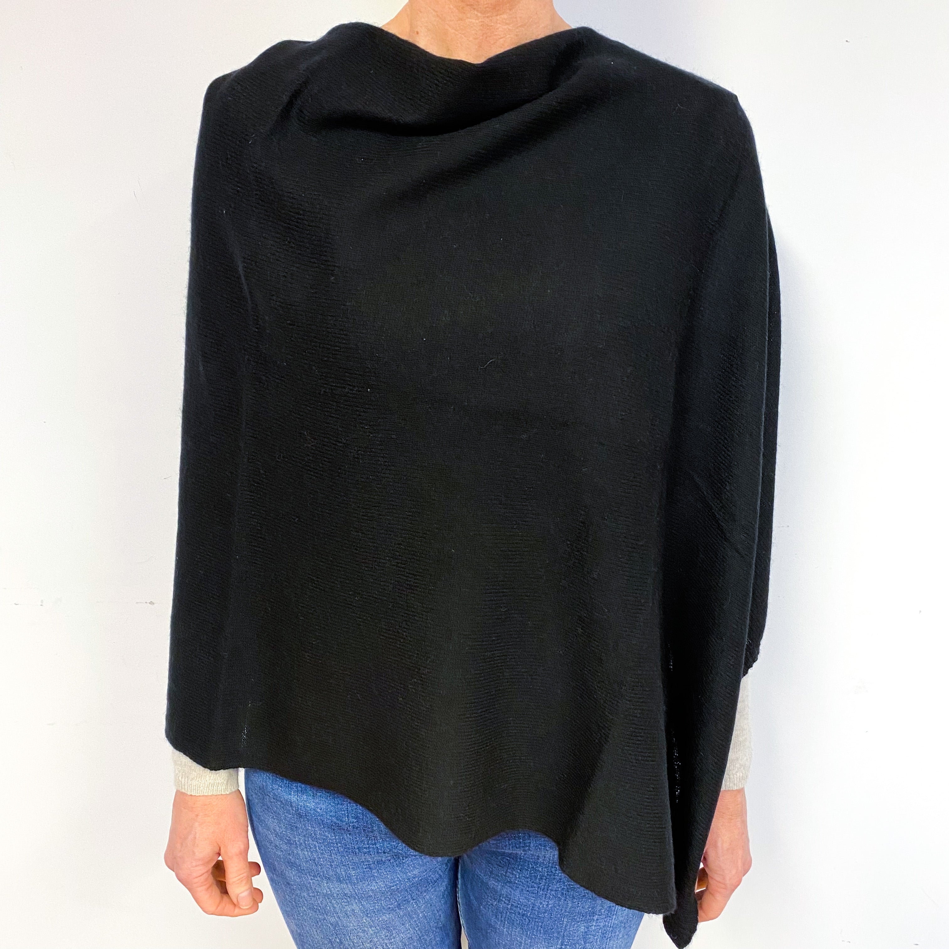Classic Black Cashmere Poncho One Size